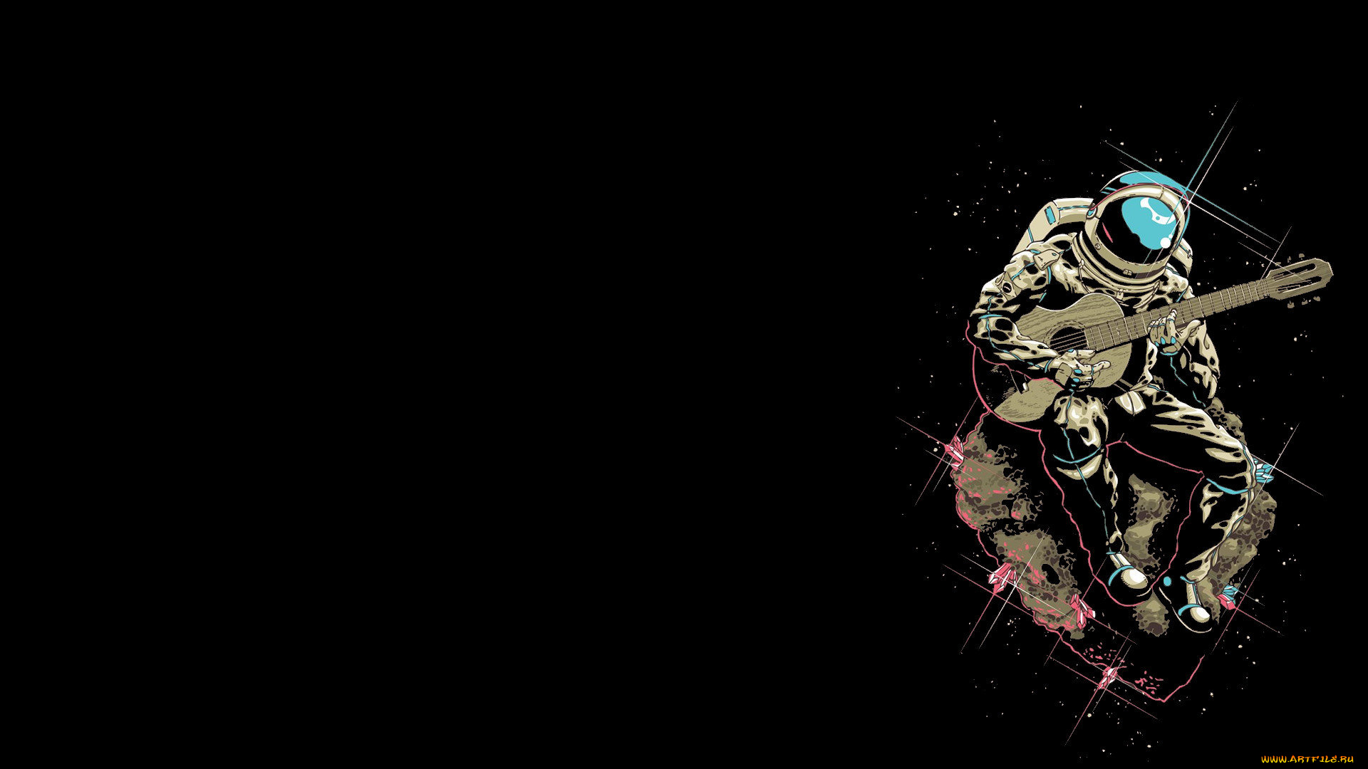 музыка, -рисованные, , графика, скафандр, гитара, космонавт