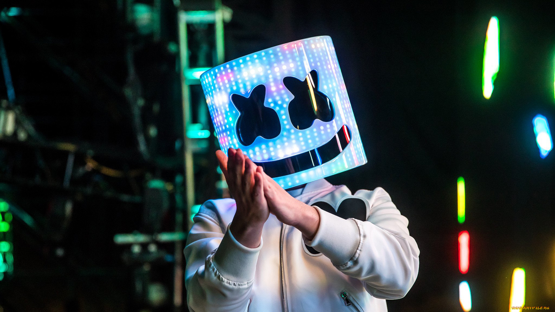 музыка, -временный, маска, диджей