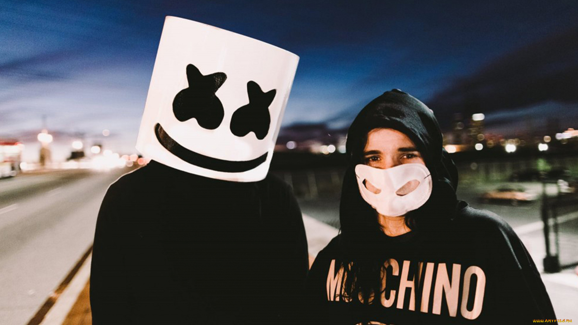 музыка, -временный, маска, диджей, двое, парень