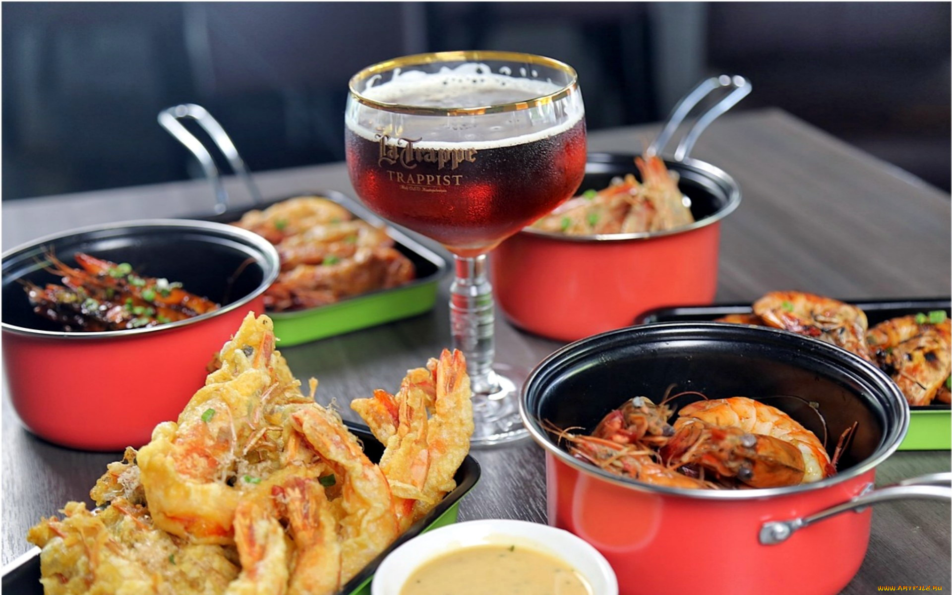 еда, рыбные, блюда, , с, морепродуктами, креветки, соус, пиво