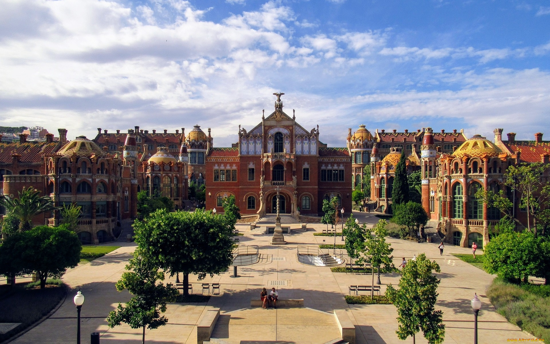 города, барселона, , испания, сквер