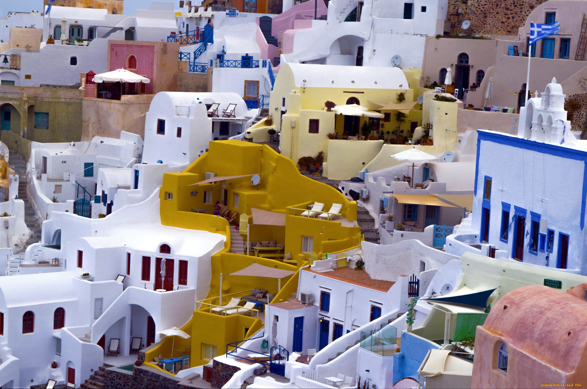 города, санторини, , греция, панорама