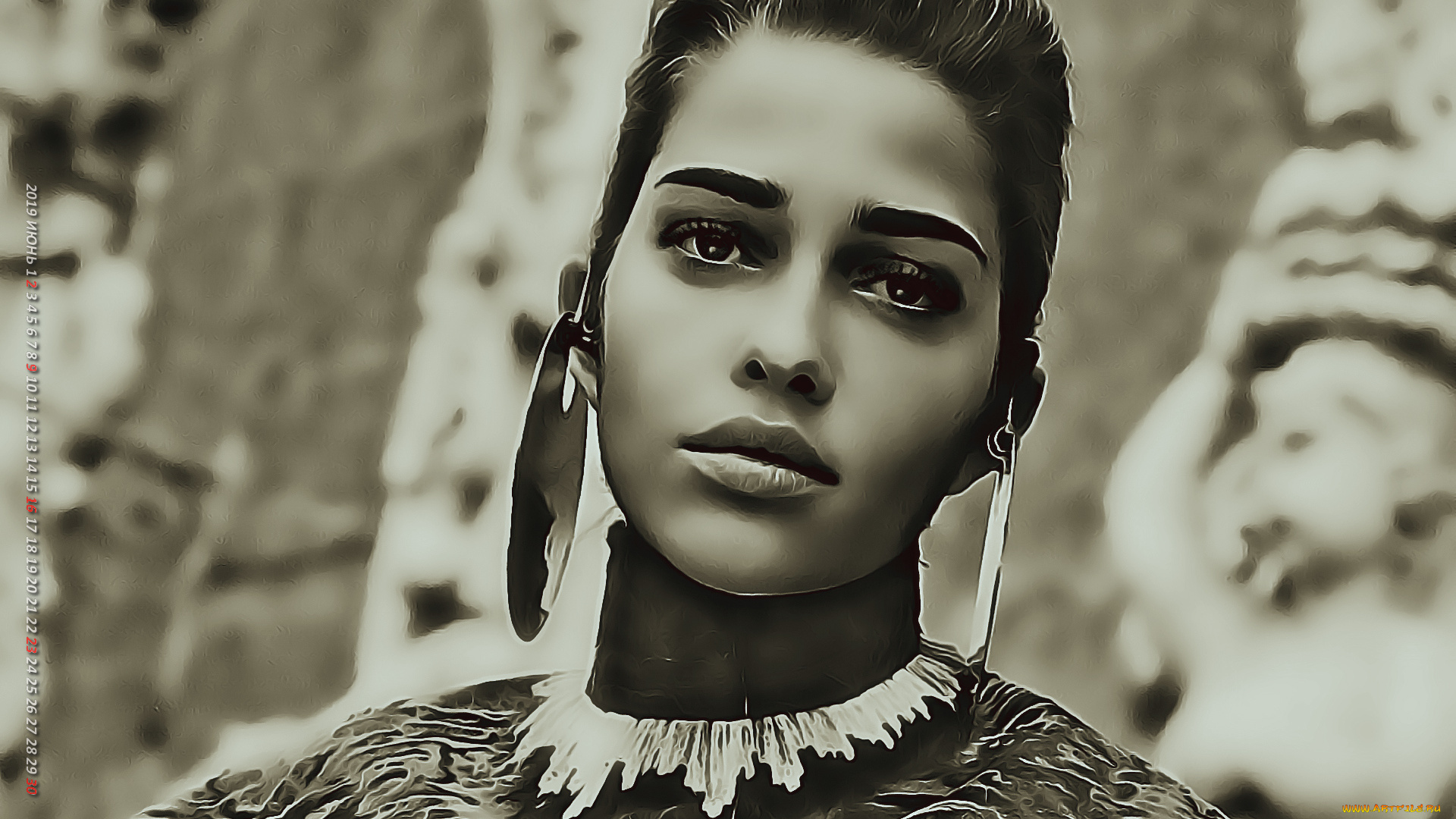 календари, компьютерный, дизайн, 2019, calendar, женщина, серьги, украшение, взгляд, лицо, девушка