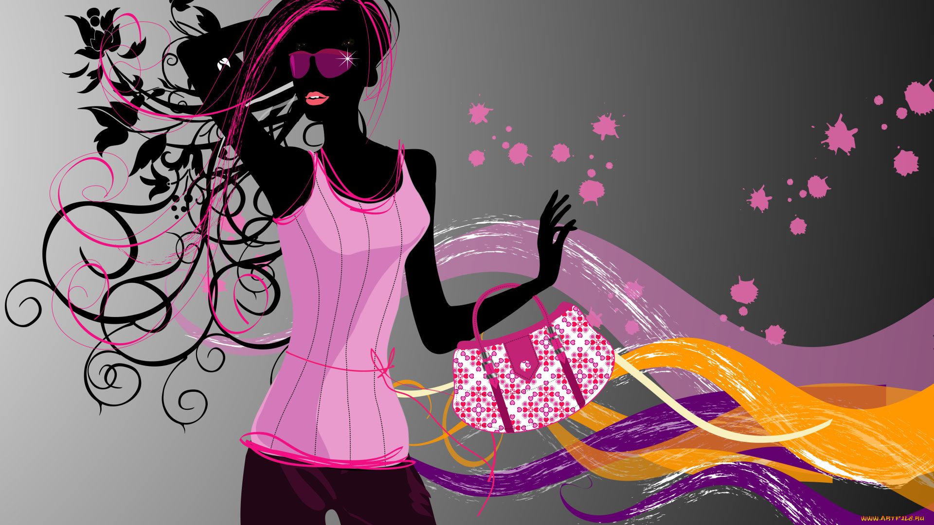 календари, рисованные, , векторная, графика, 2019, calendar, женщина, рисунок, узор, сумка, очки, девушка