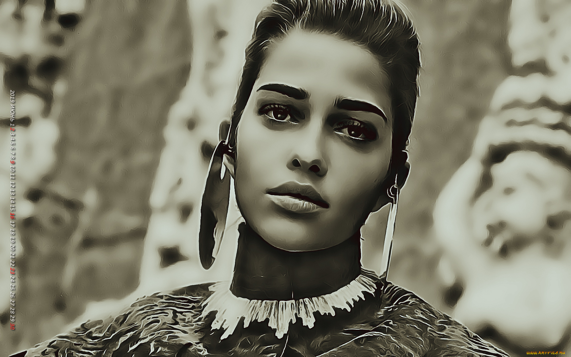 календари, компьютерный, дизайн, 2019, calendar, женщина, серьги, украшение, взгляд, лицо, девушка