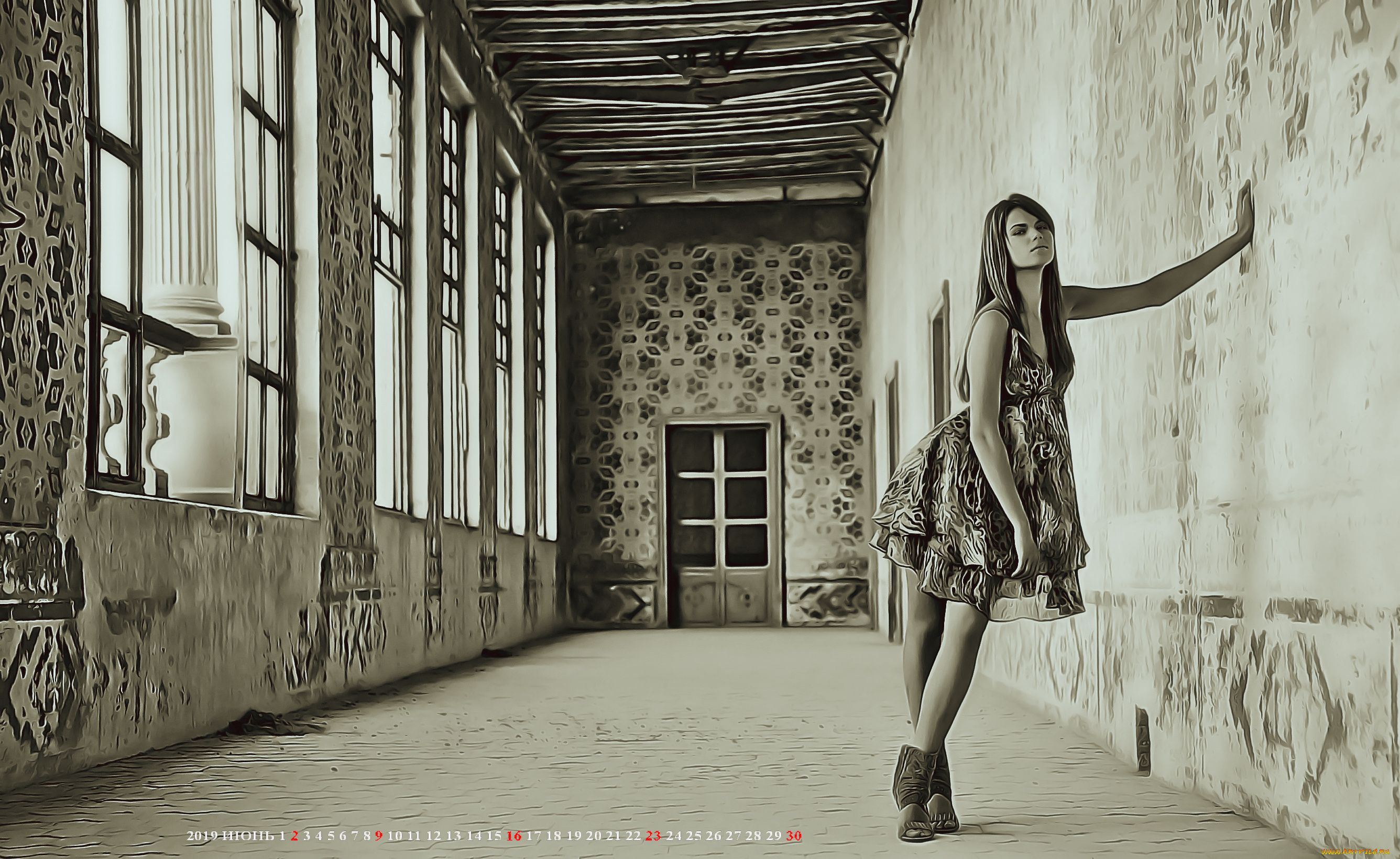 календари, компьютерный, дизайн, 2019, девушка, помещение, окно, дверь, женщина, calendar