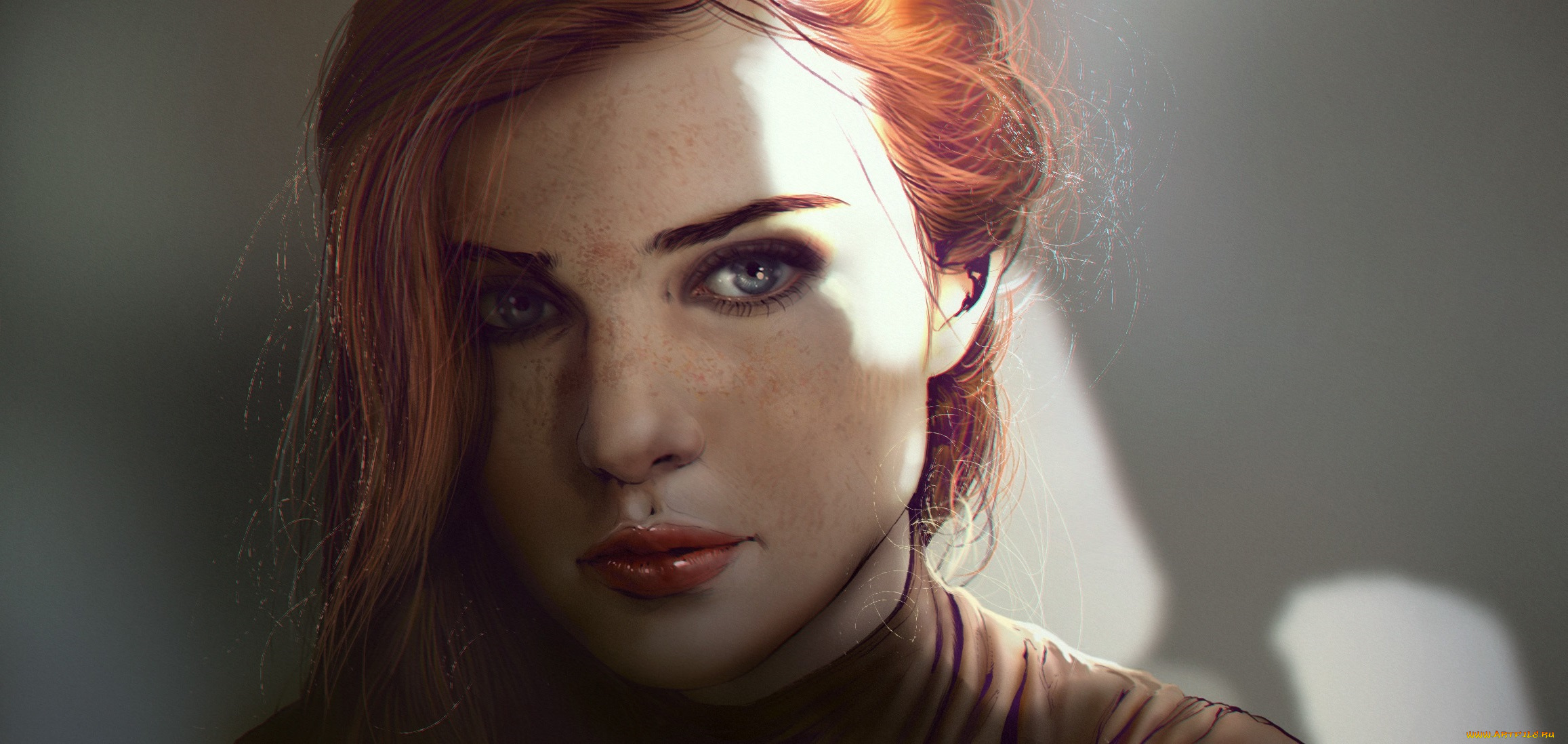 рисованное, люди, девушка, фон, взгляд