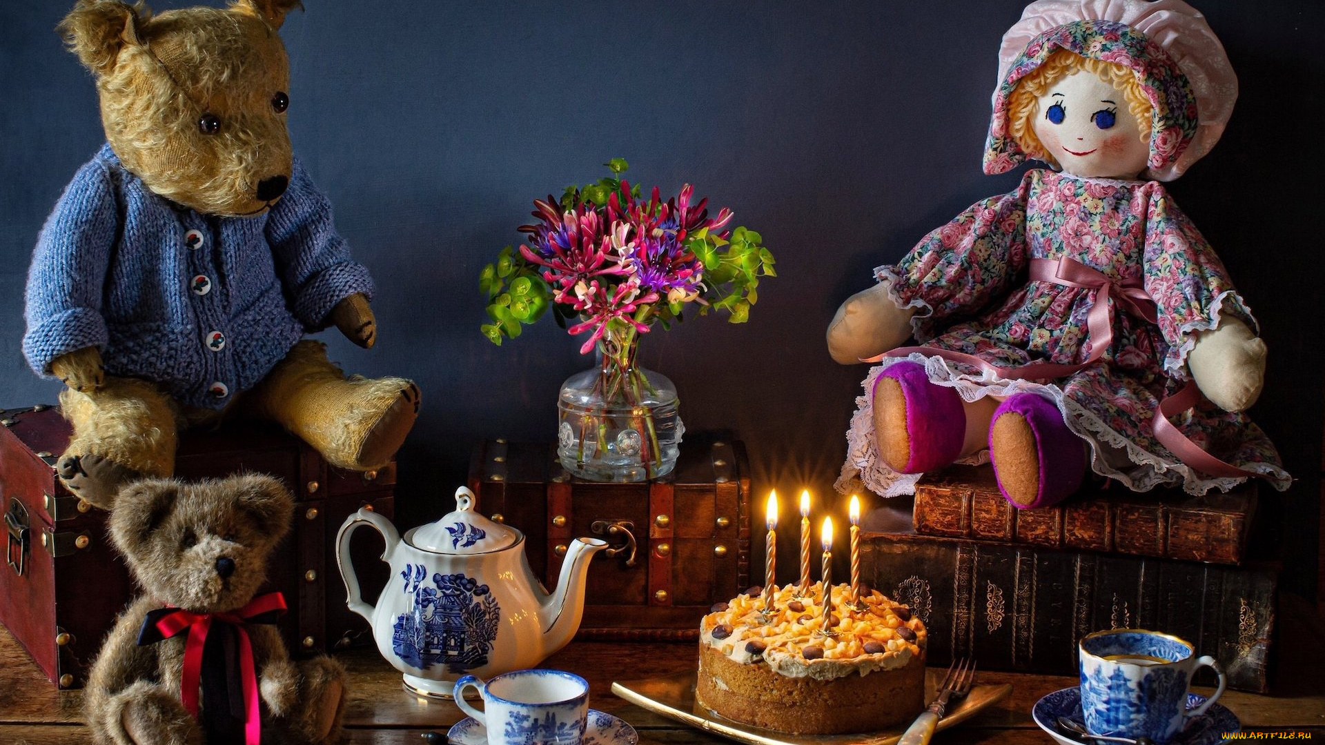 разное, игрушки, букет, кукла, плюшевые, медведи, торт, свечи