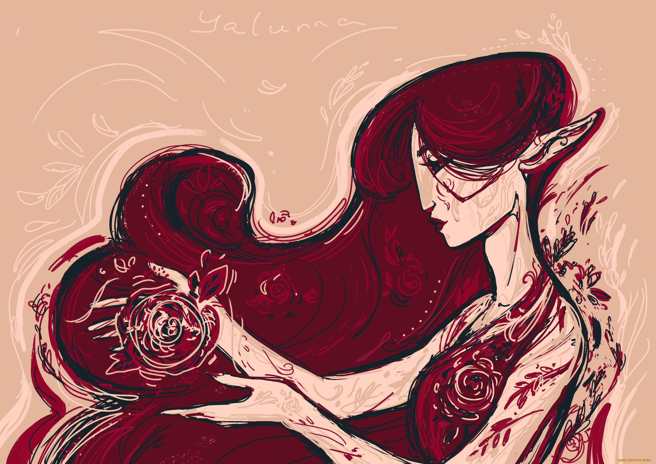 фэнтези, эльфы, девушка, уши, магия