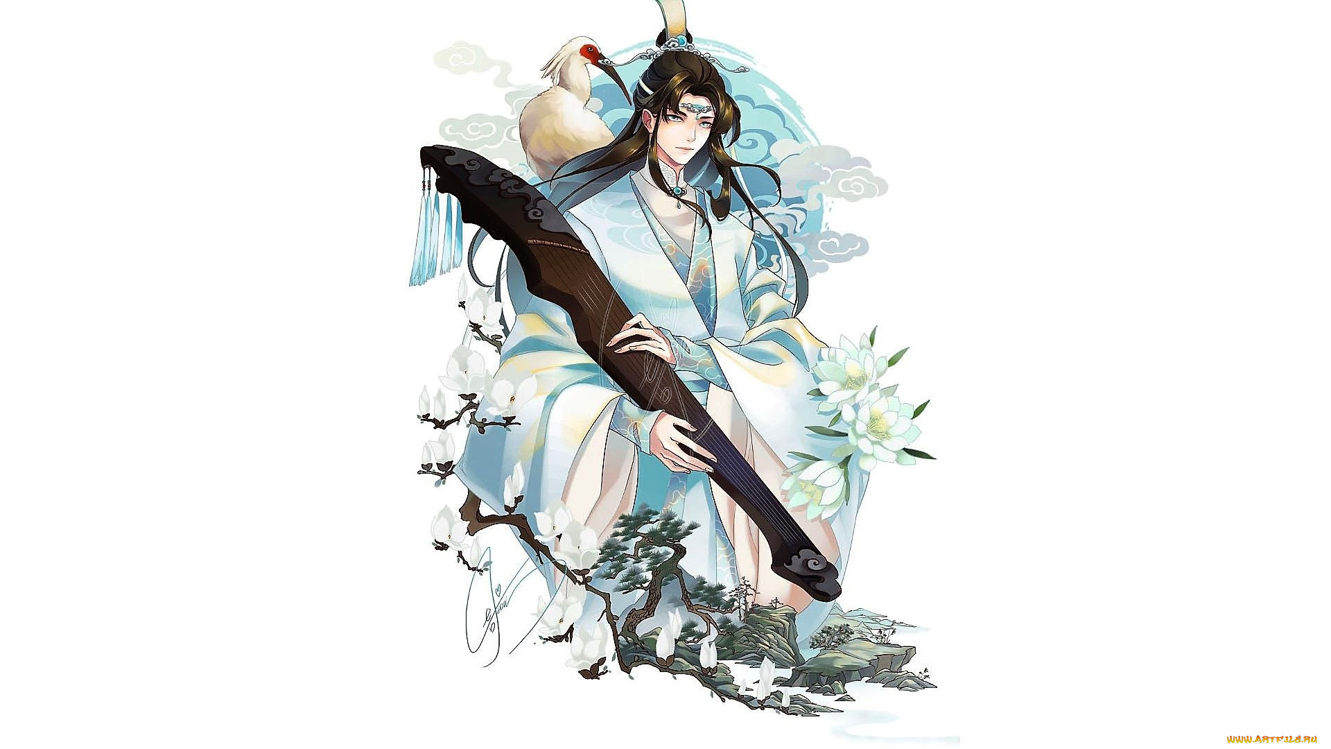 аниме, mo, dao, zu, shi, лань, ванцзи, птица, гуцинь