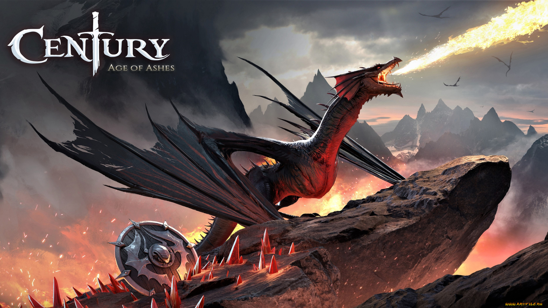 видео, игры, century, , age, of, ashes, дракон, скалы, щит