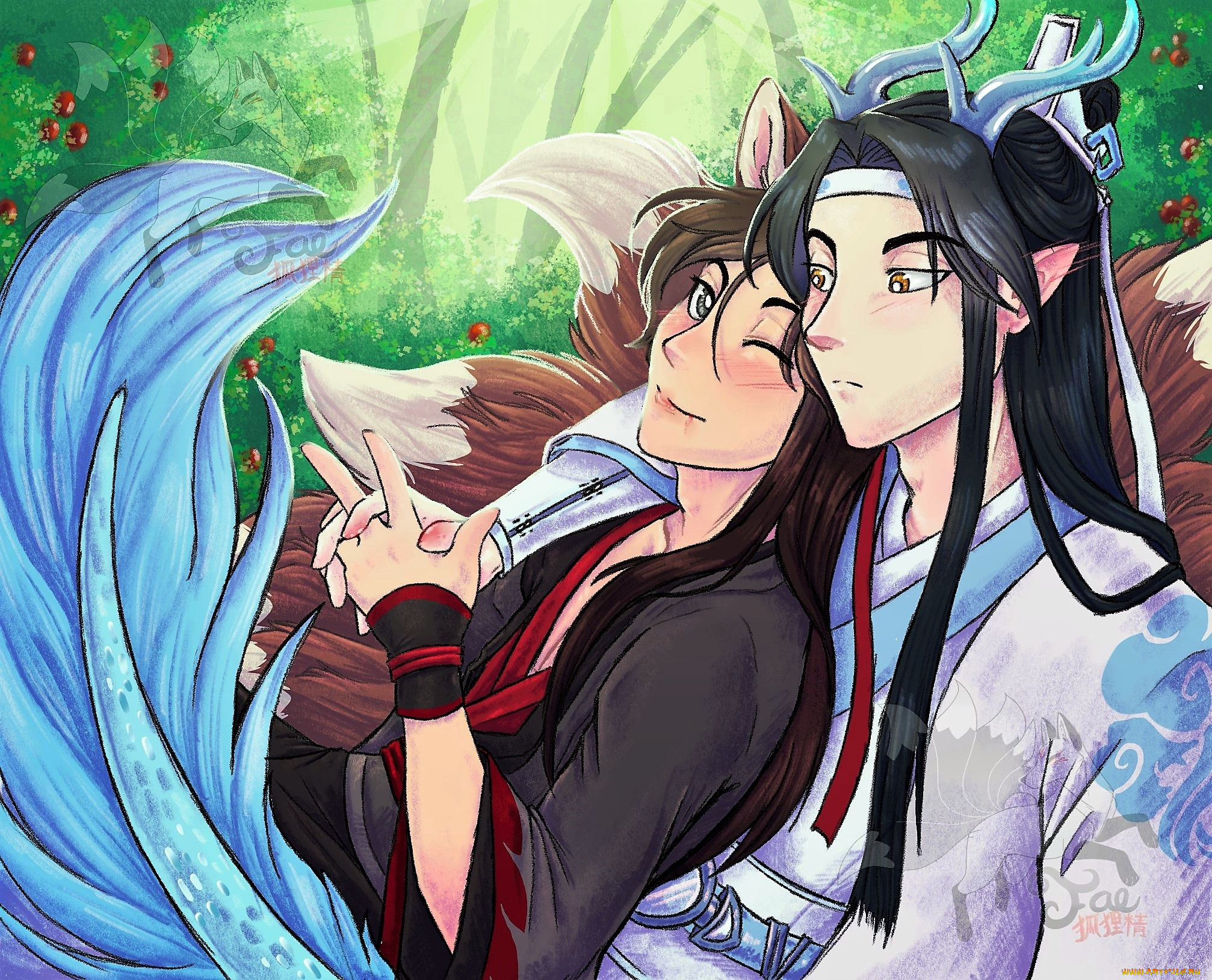 аниме, mo, dao, zu, shi, вэй, усянь, лань, ванцзи, лис, дракон