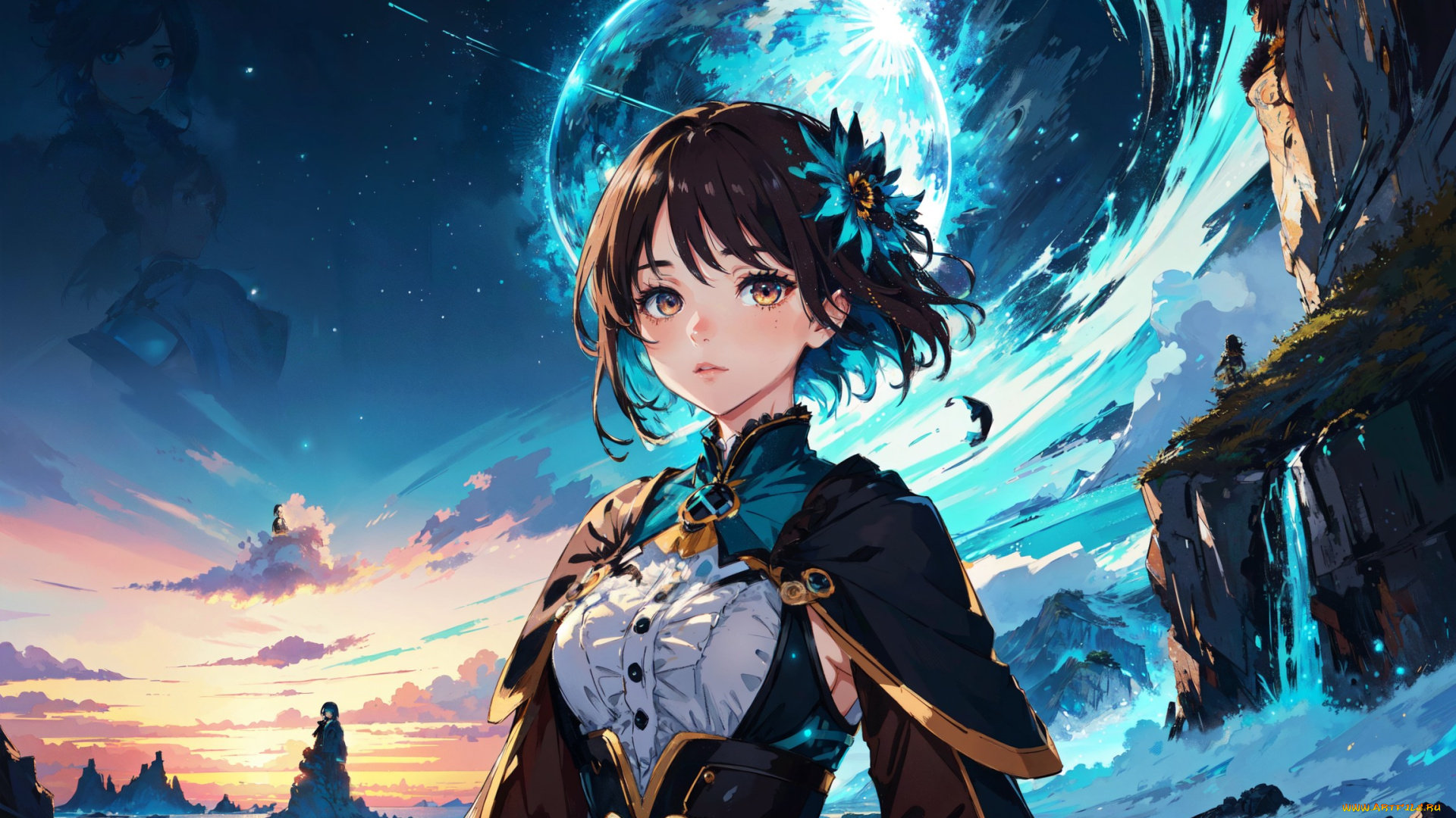 аниме, пейзажи, , природа, нейросети, графика, нейроарт, ai, art, нейронные, сети, рисунки, нейро, искусство, девушка