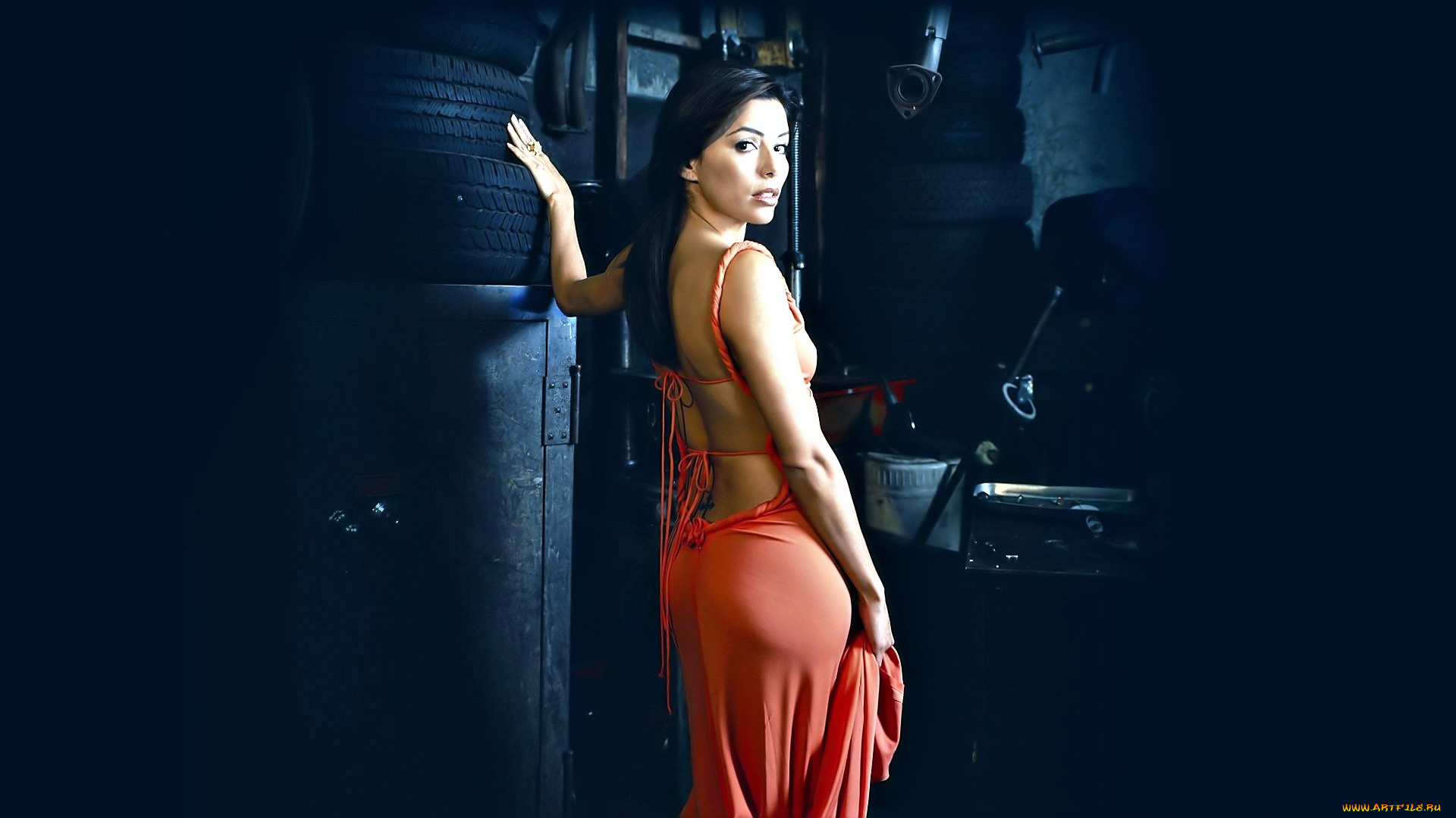 девушки, eva, longoria, брюнетка, платье