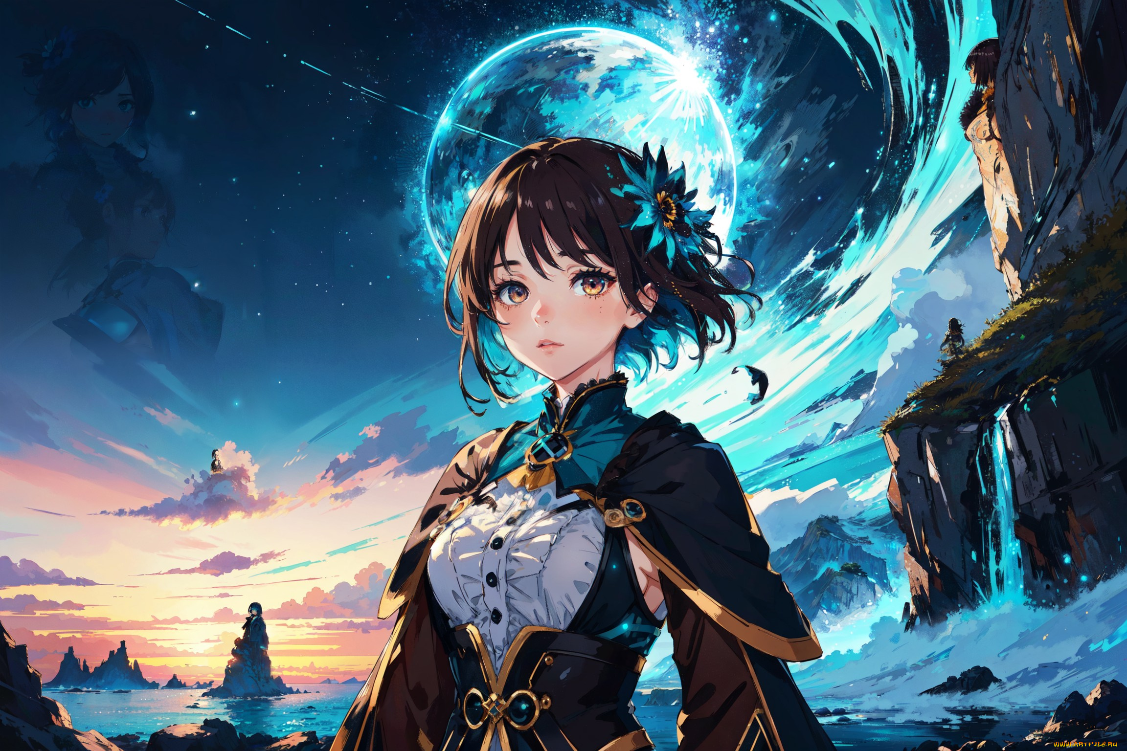 аниме, пейзажи, , природа, нейросети, графика, нейроарт, ai, art, нейронные, сети, рисунки, нейро, искусство, девушка