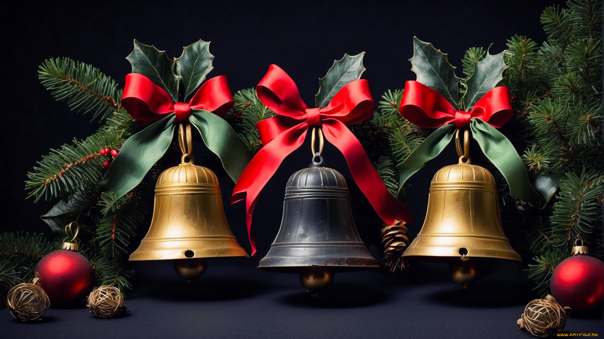 3д, графика, праздники, , holidays, шарики, колокольчики