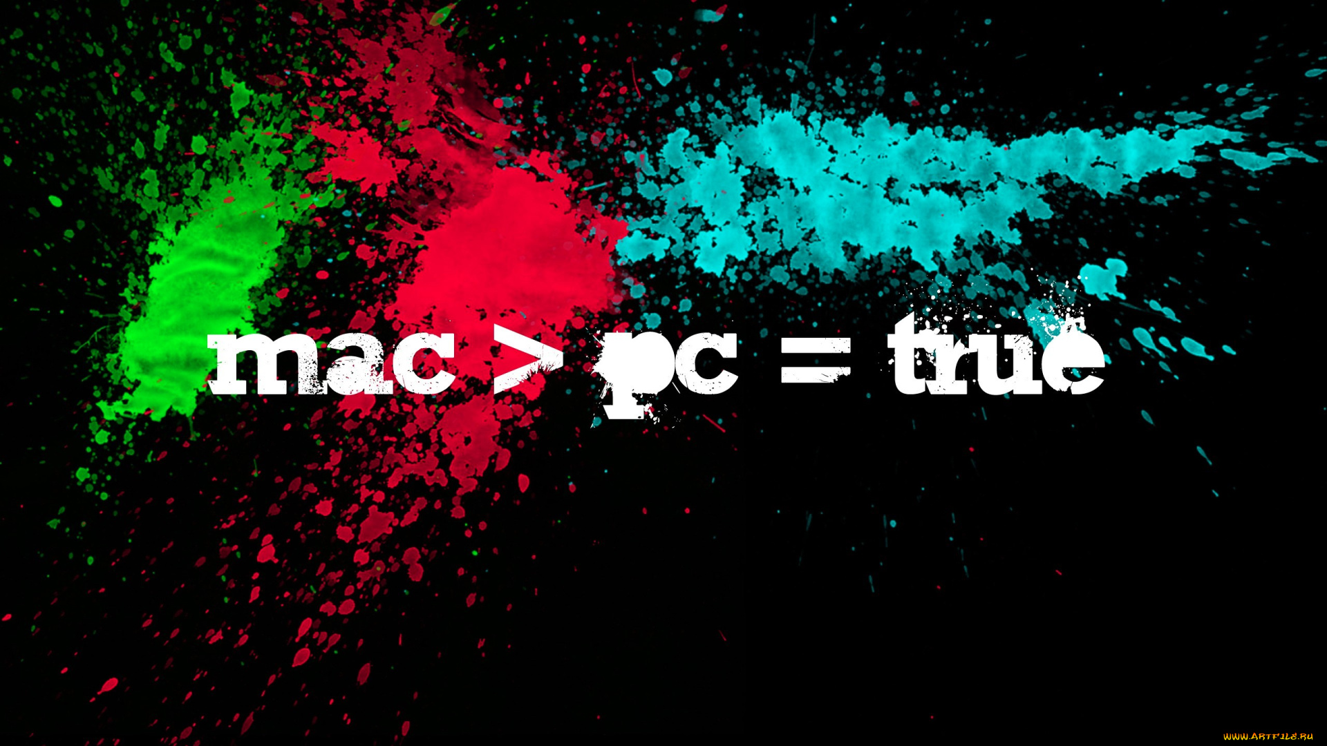 компьютеры, mac, os, надпись, краски, брызги