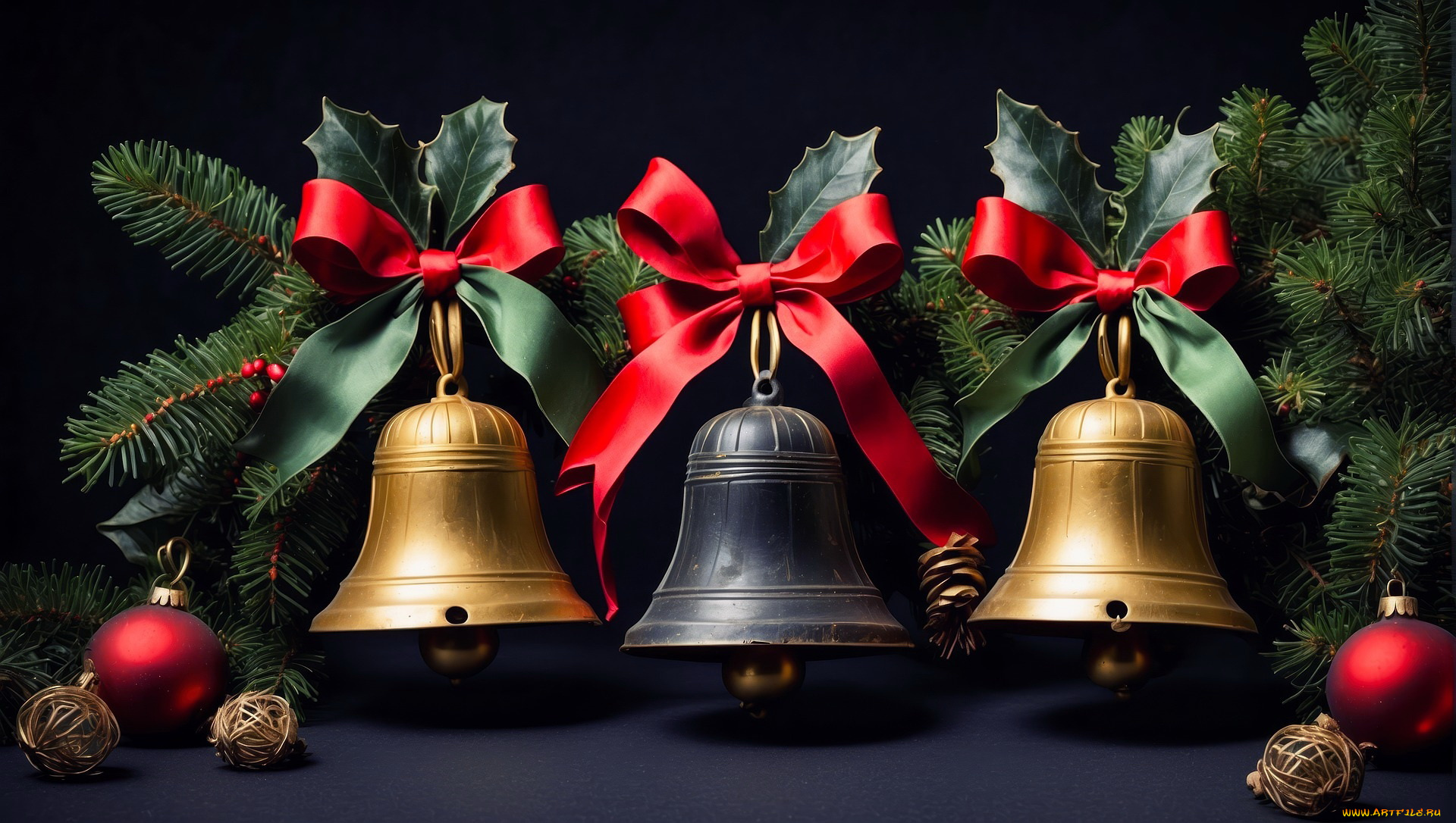 3д, графика, праздники, , holidays, шарики, колокольчики