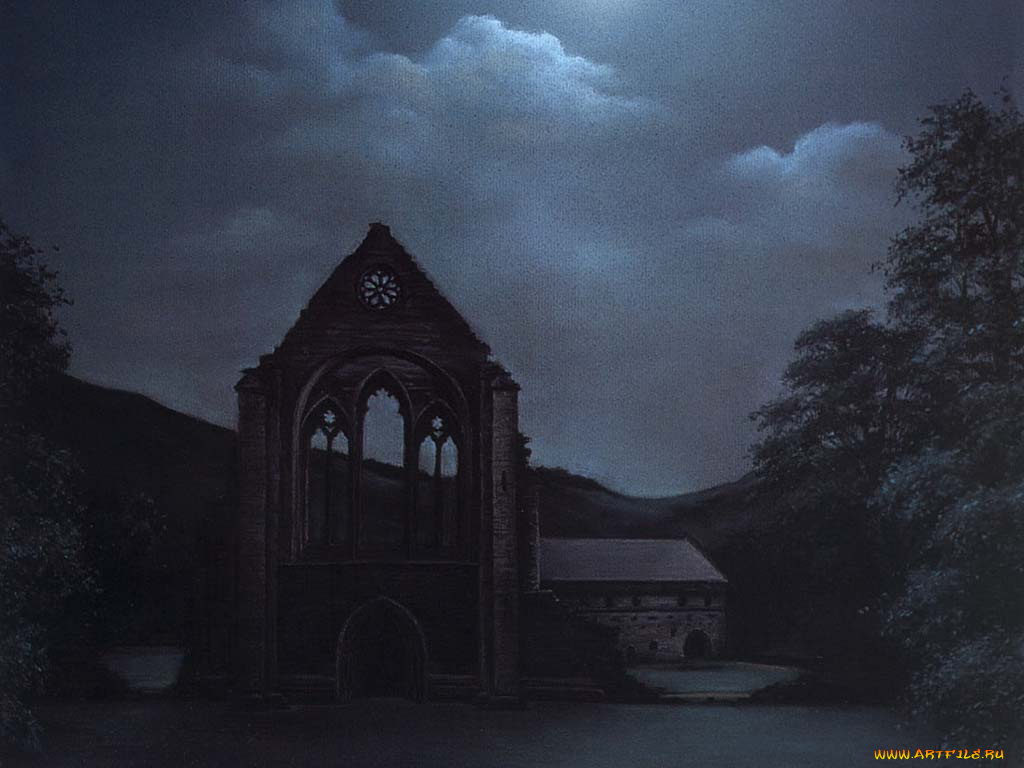 ночи, призраков, рисованные, города