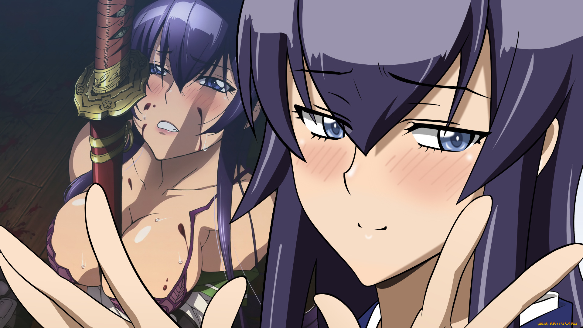 аниме, highschool, of, the, dead, девушки, лица