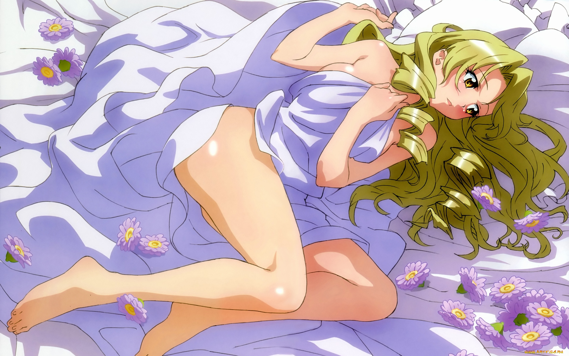 аниме, to, love, ru, цветы, девушка