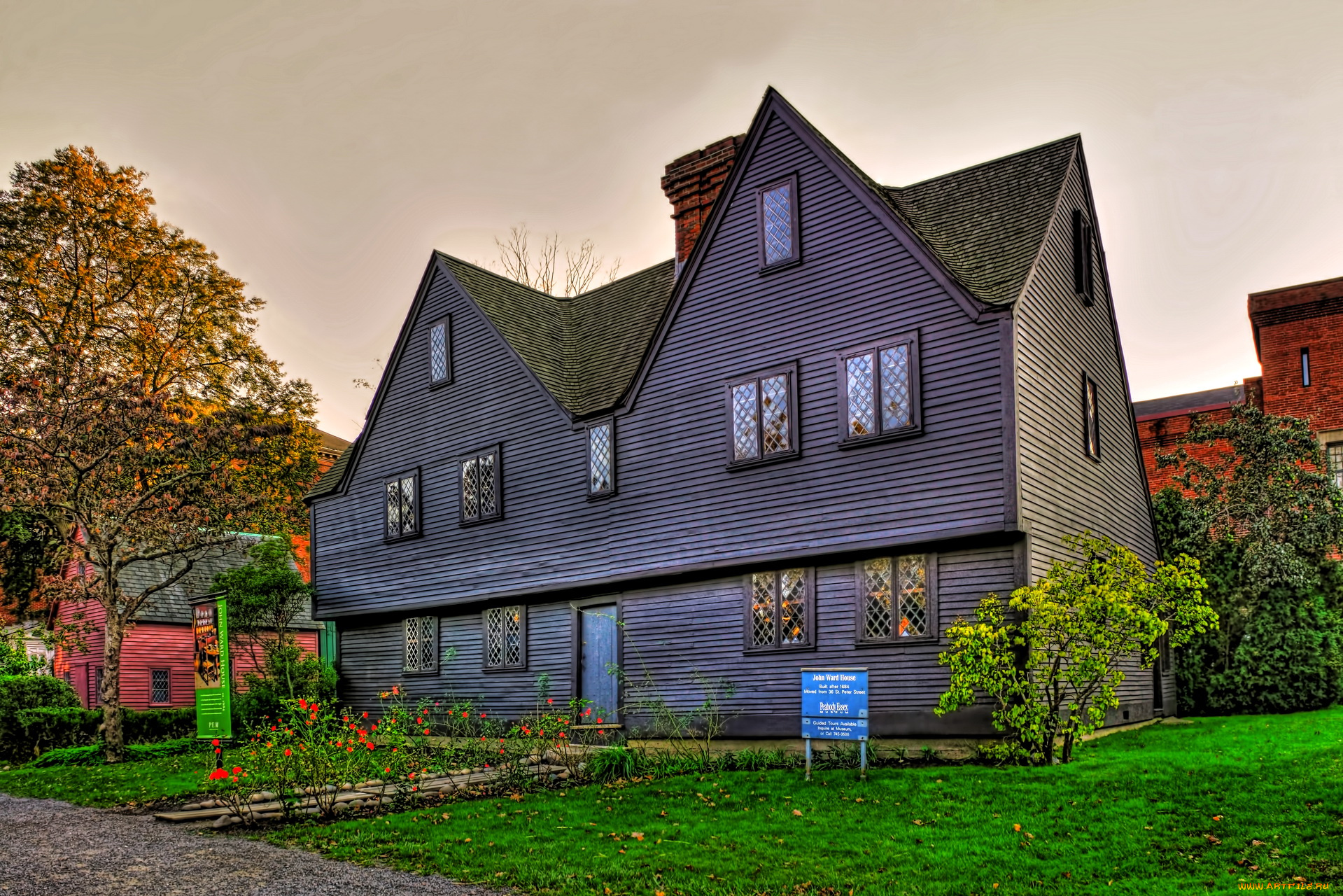 massachusetts, сша, города, здания, дома, сумерки, дом