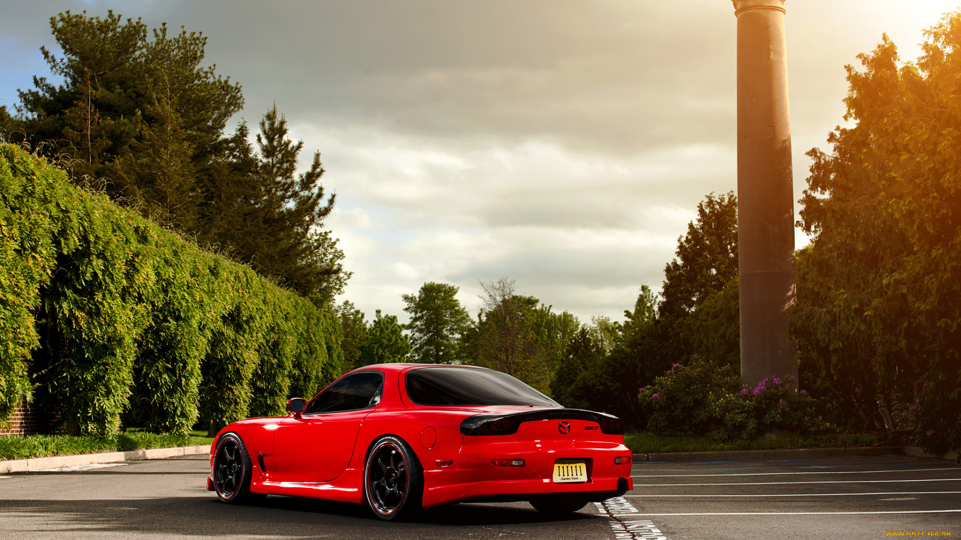 mazda, rx, автомобили, красный, площадь