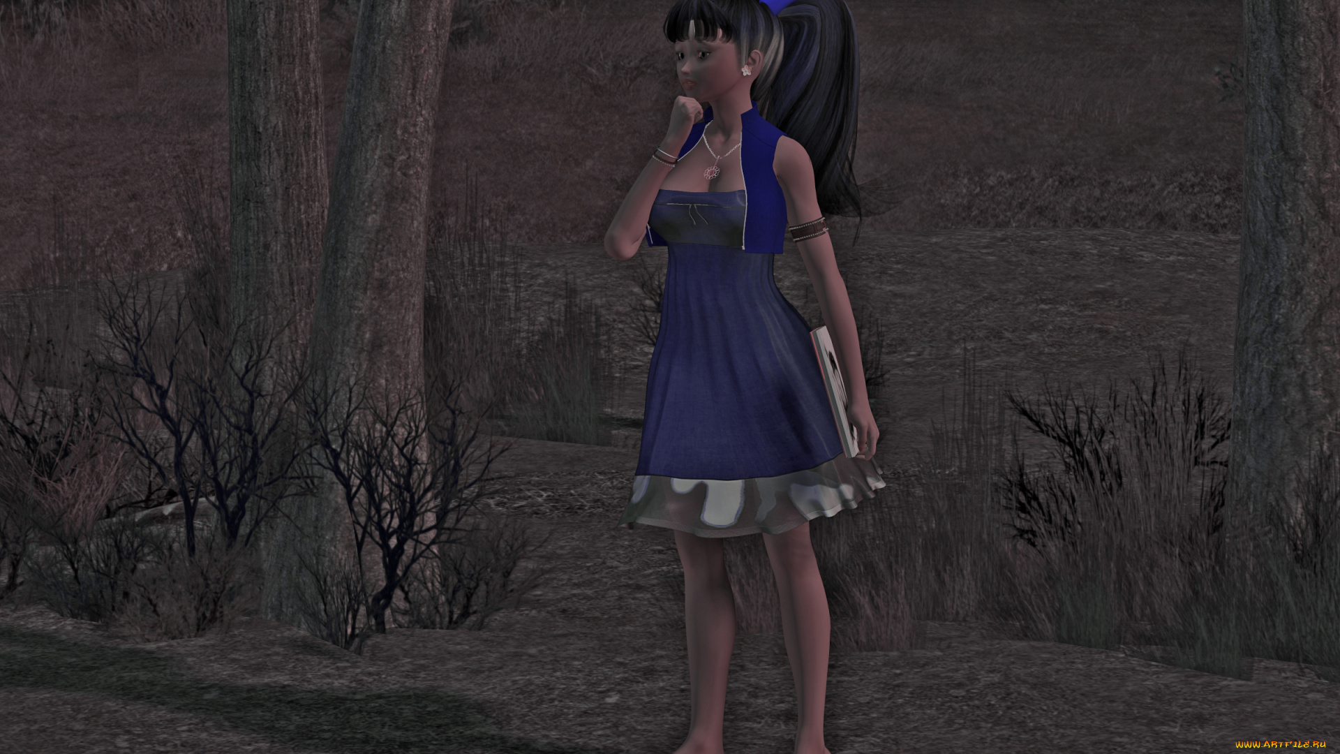 3д, графика, people, люди, дерево, книга, девушка