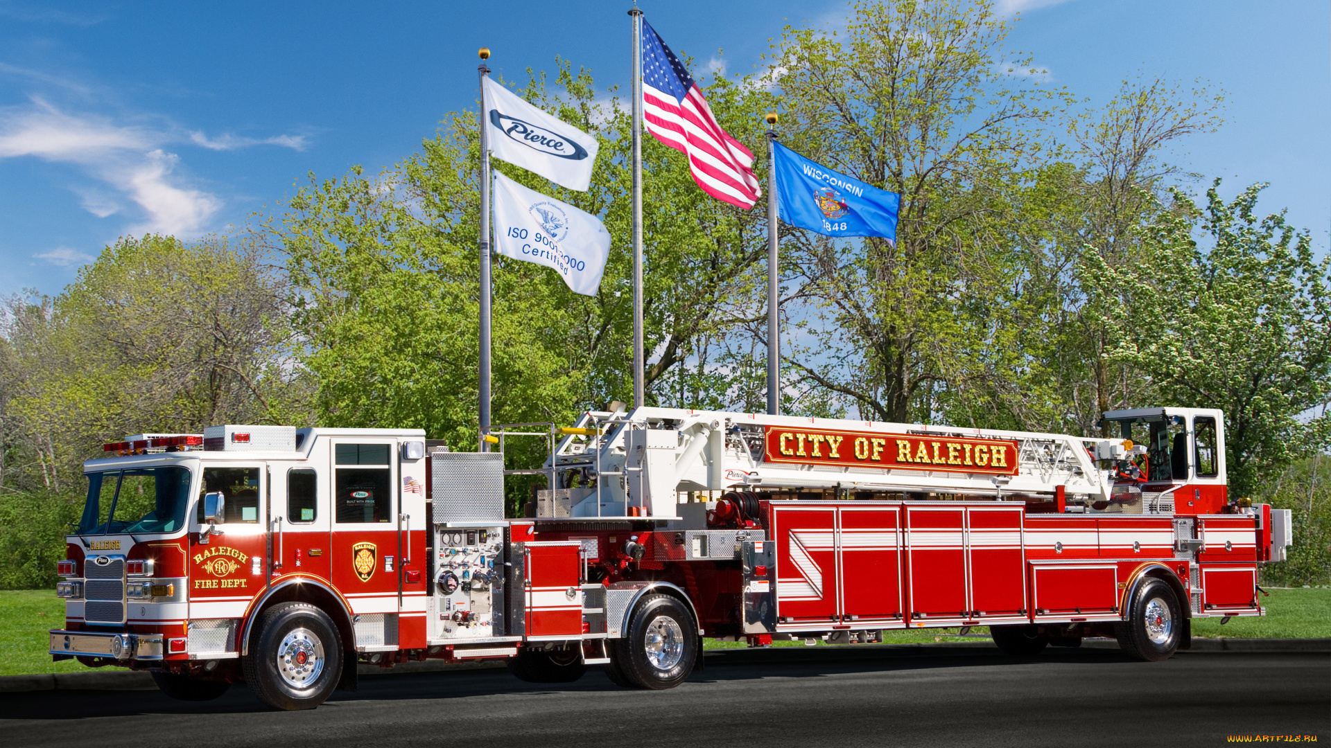 автомобили, пожарные, машины, truck, fire, красный, колеса, дорога