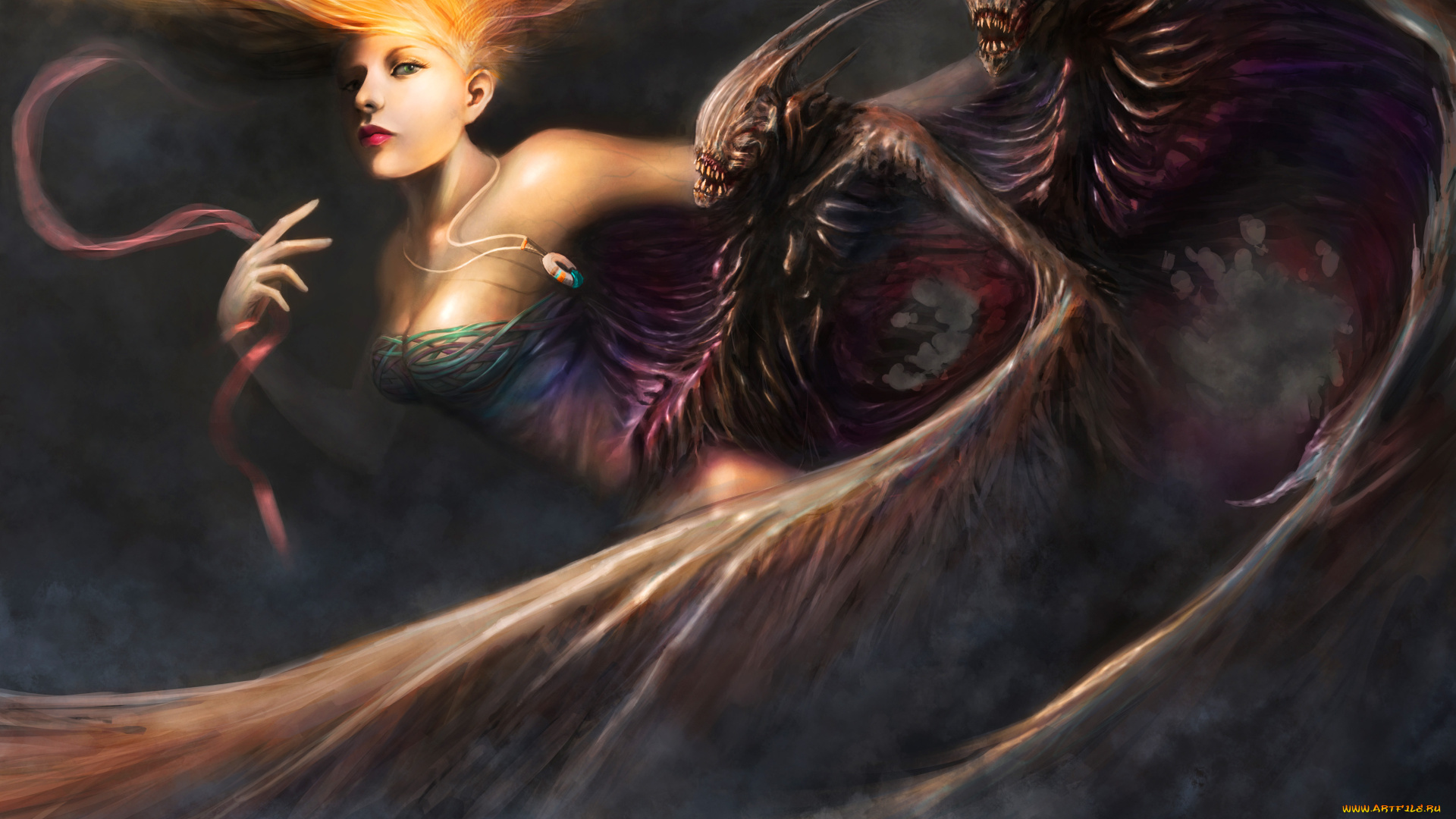 фэнтези, красавицы, чудовища, волосы, крылья