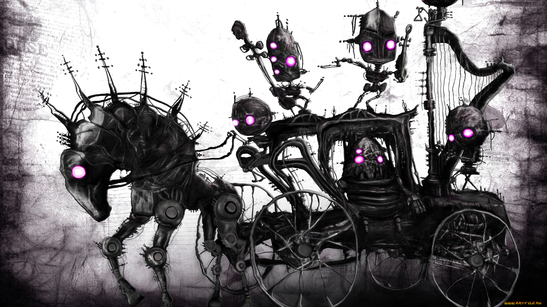 фэнтези, роботы, киборги, механизмы, карета