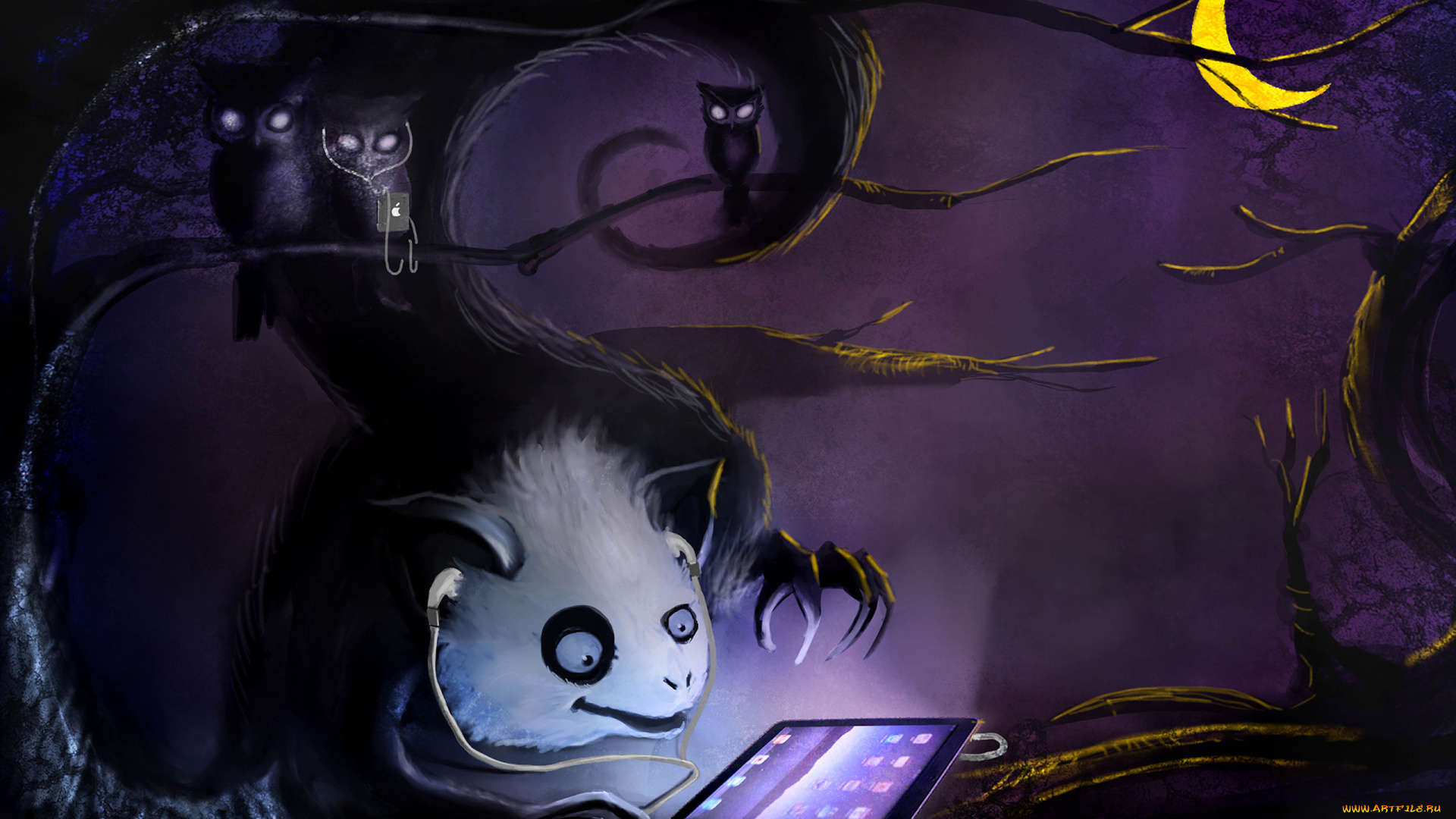 фэнтези, существа, месяц, планшет