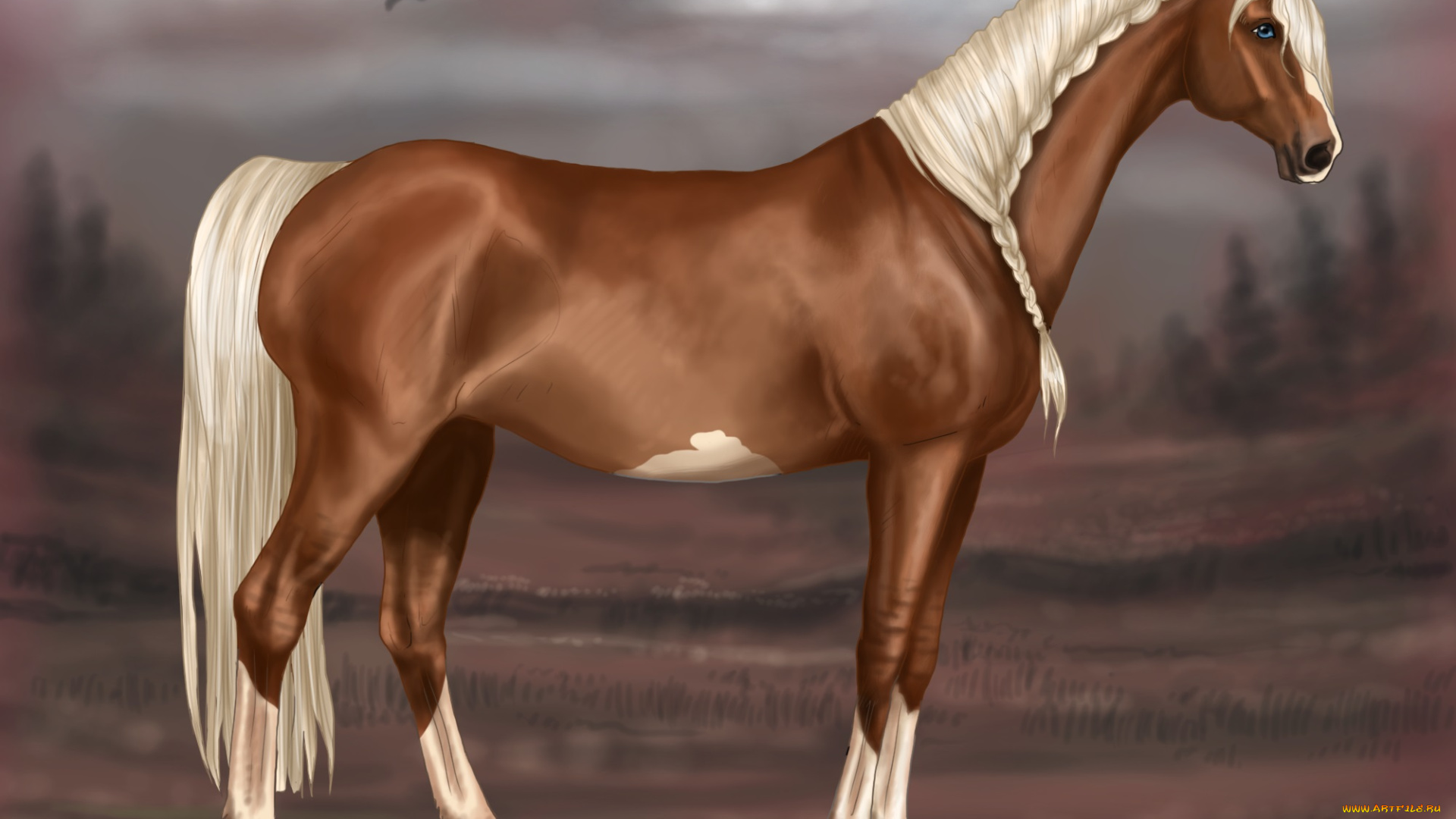 рисованные, животные, лошади, лошадь