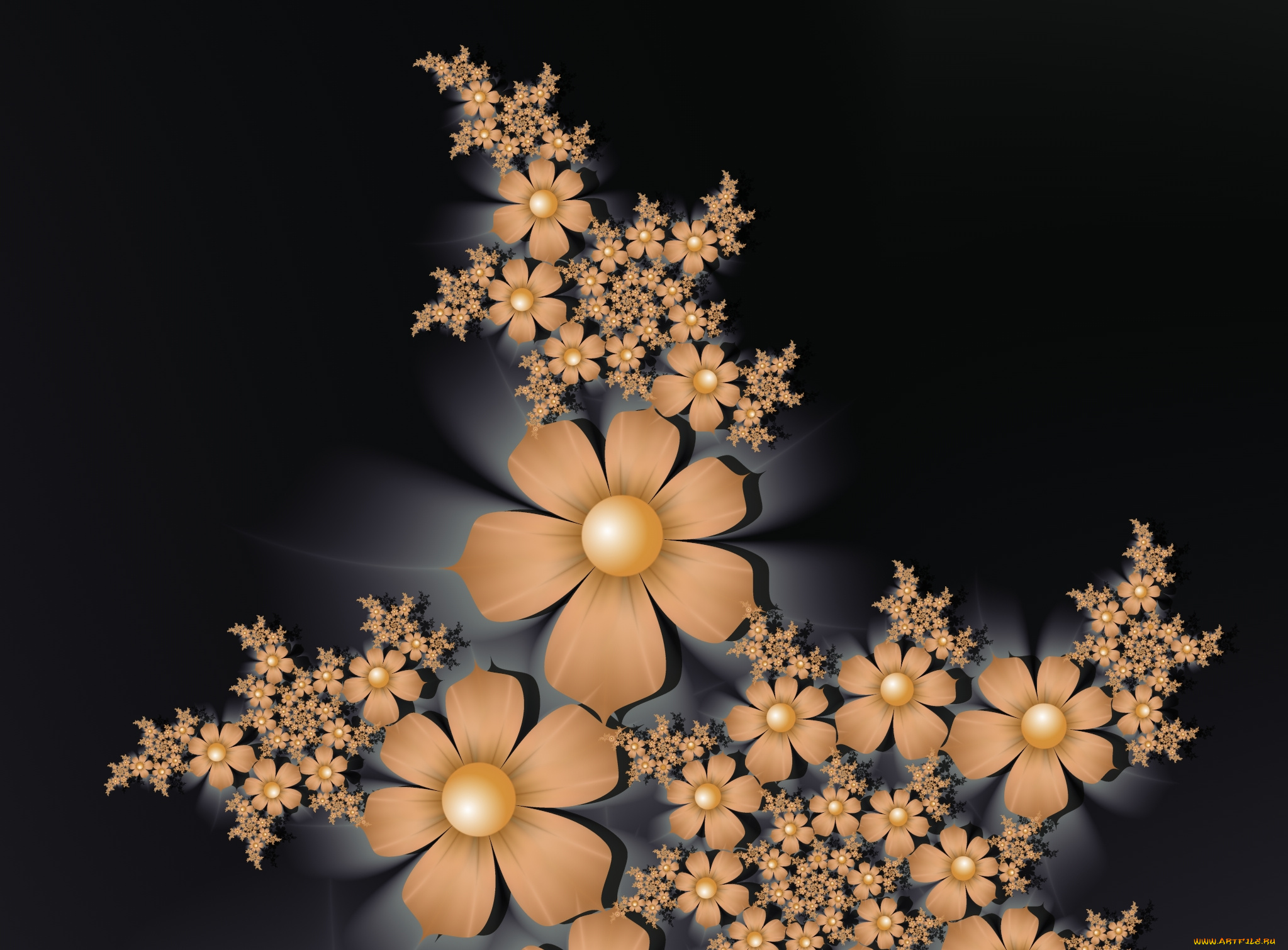 3д, графика, flowers, цветы, лепестки, фон, цвета, узор