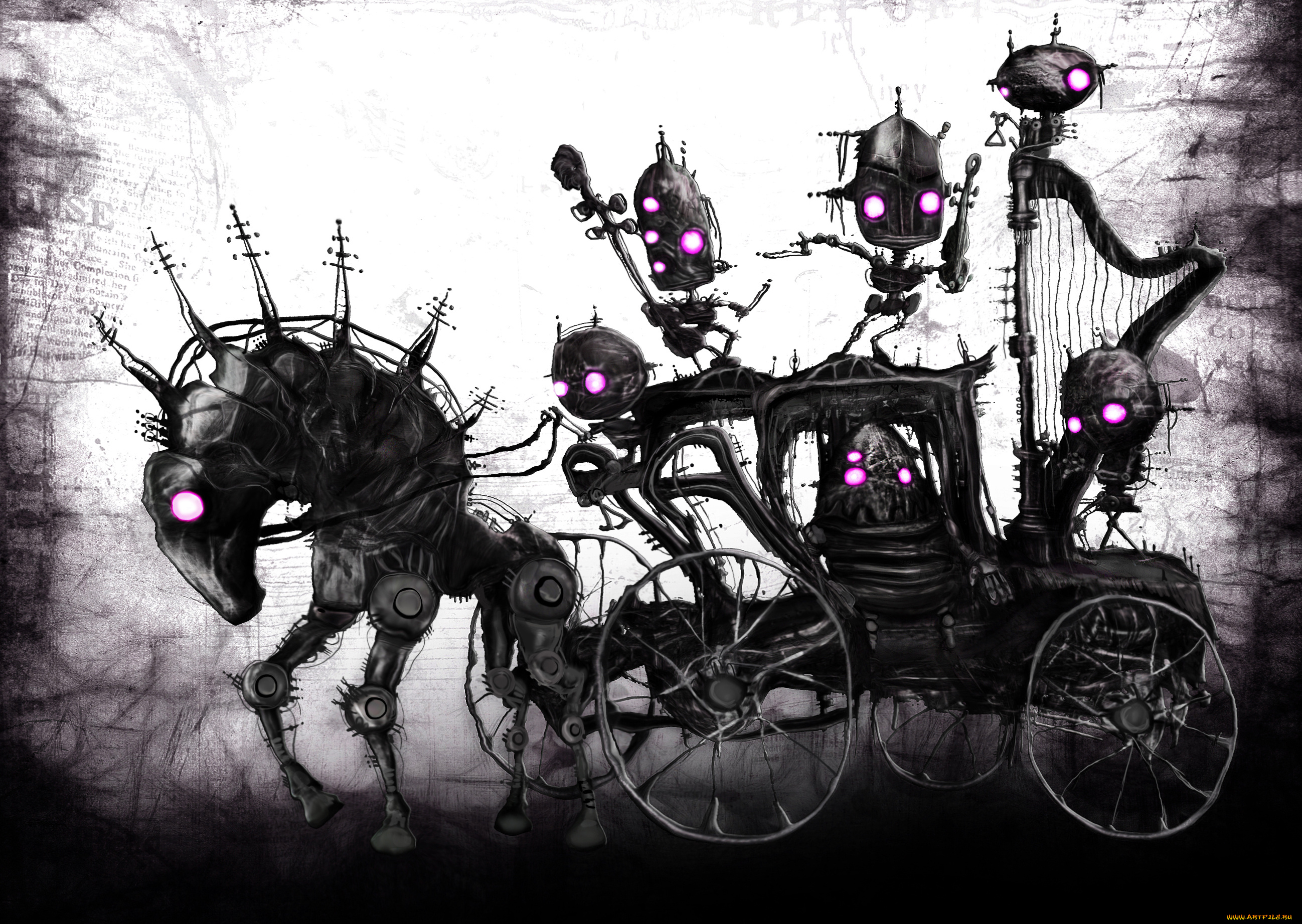 фэнтези, роботы, киборги, механизмы, карета