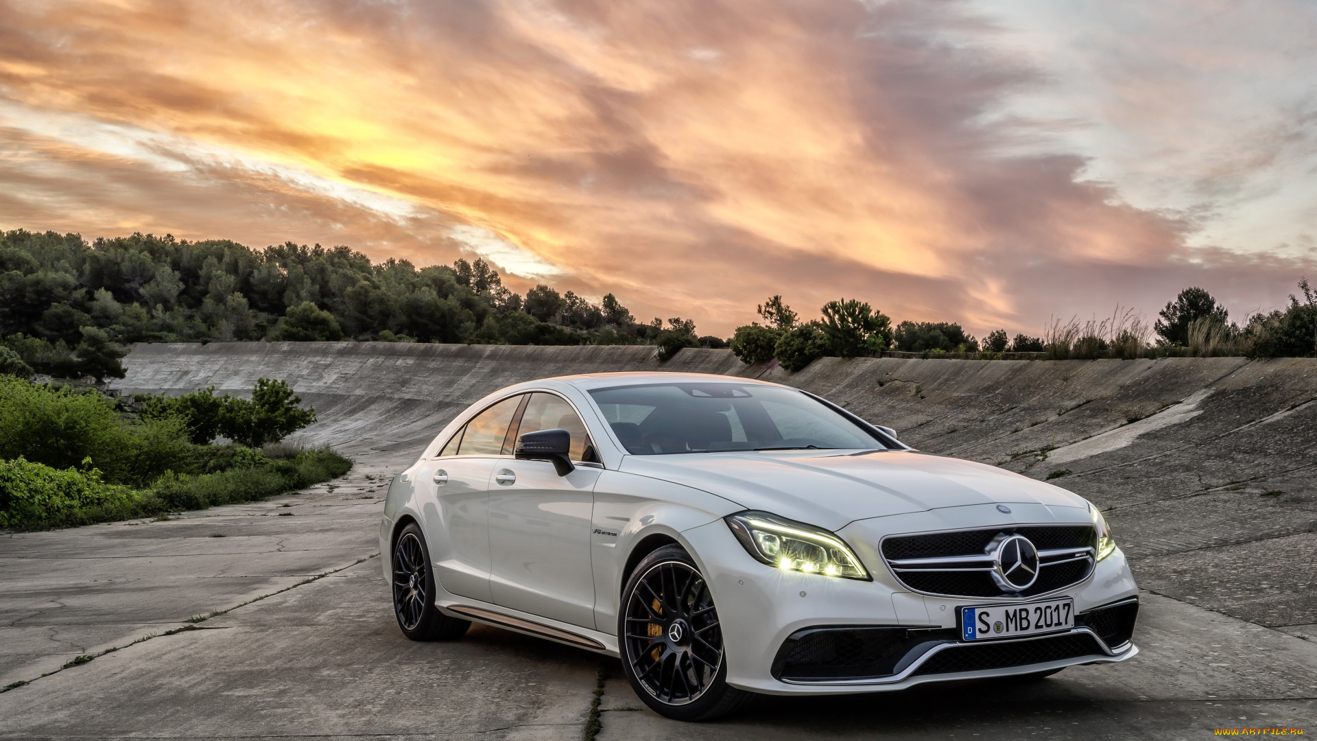 2014, mercedes-benz, cls, 63, amg, автомобили, mercedes-benz, закат, белый