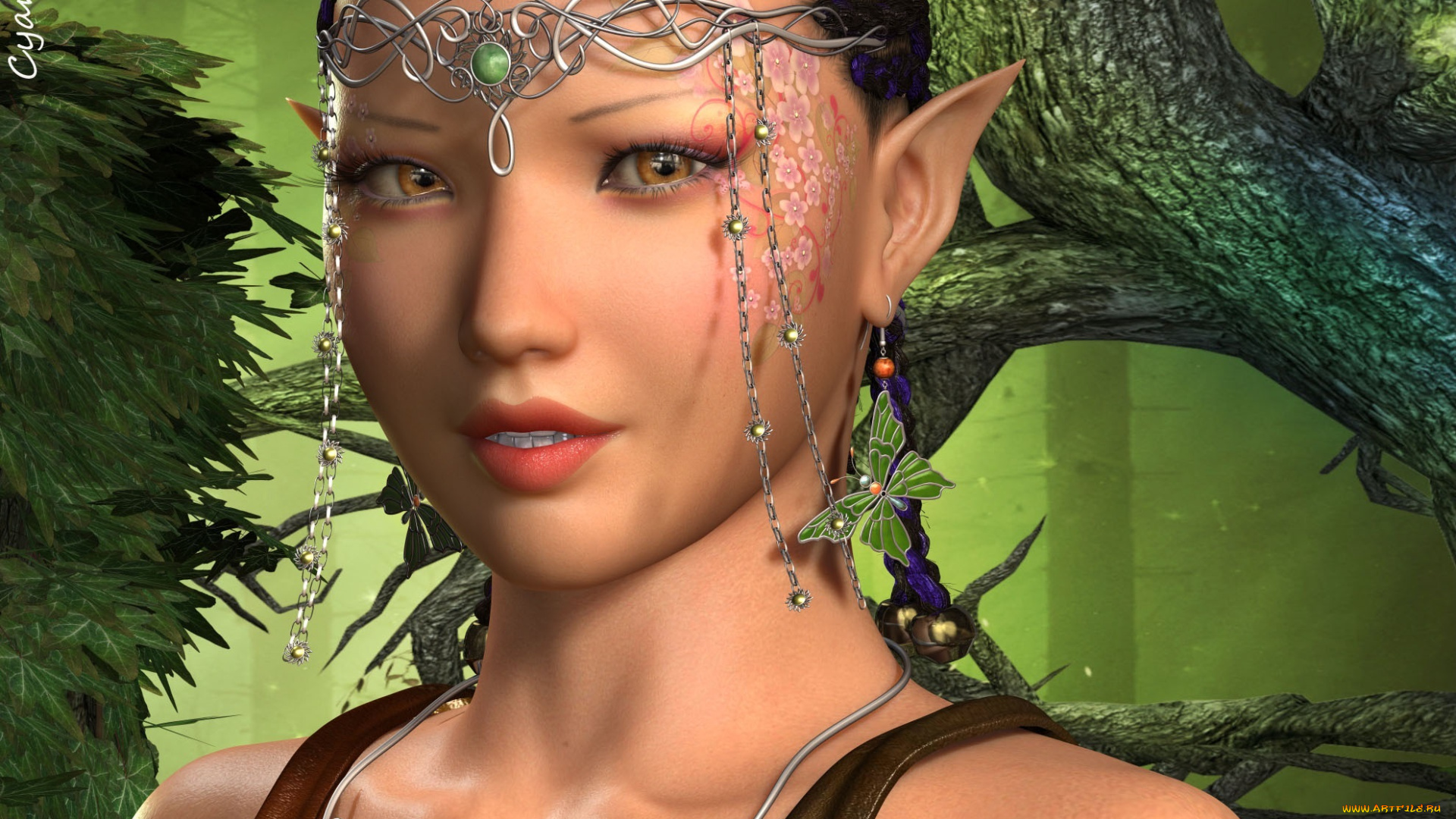 3д, графика, эльфы, , elves, эльфийка, взгляд