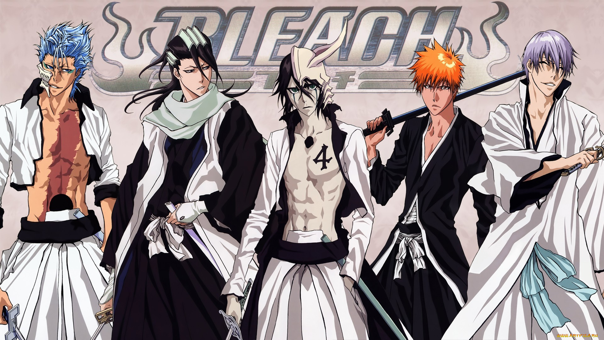 аниме, bleach, gin, ichigo, ulquiorra, grimmjow, byakuya, bankai