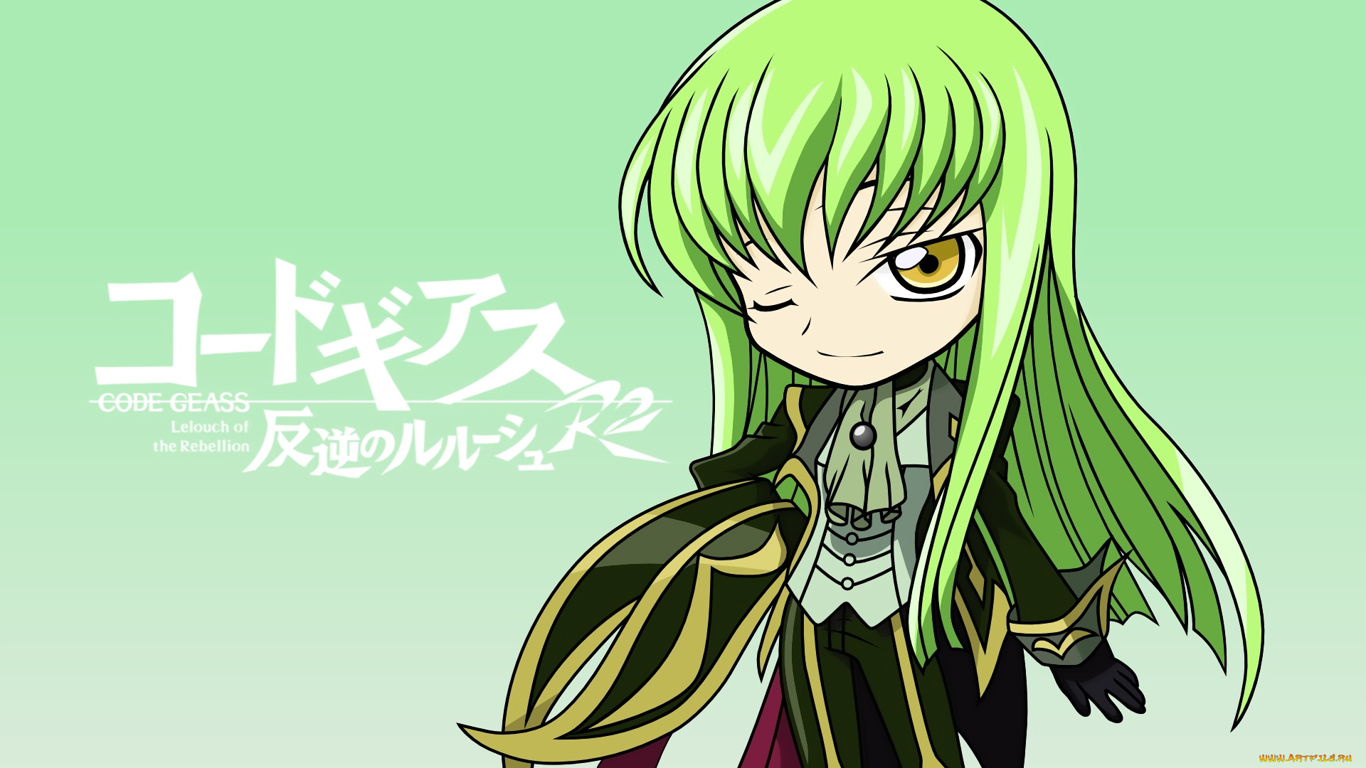 аниме, code, geass, код, гиасс, чиби, девушка, зелёные, волосы