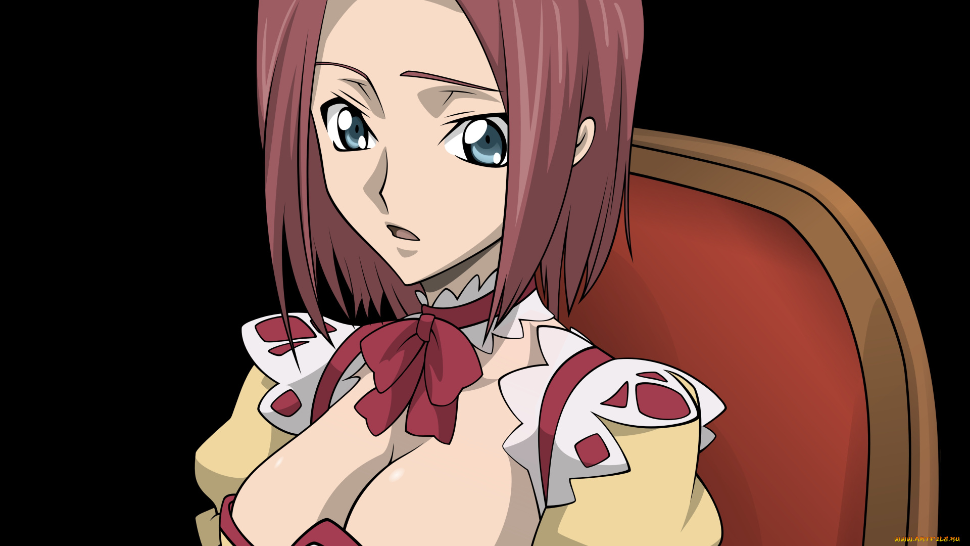 аниме, code, geass, код, гиасс, девушка, взгляд, удивление, чёрный, фон