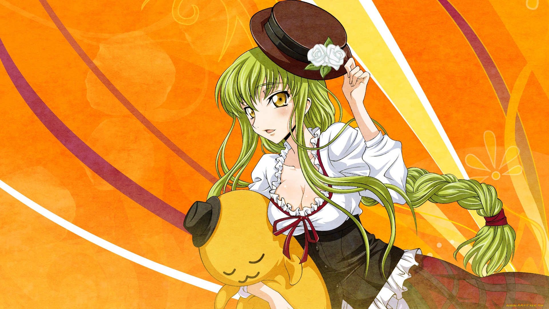 аниме, code, geass, код, гиасс, девушка, взгляд, зелёные, волосы