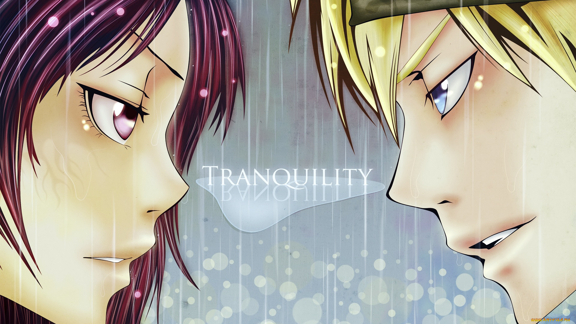 аниме, katekyo, hitman, reborn, дождь, взгляд, парень, аркоболено, блондин, девушка, учитель, мафиози, реборн