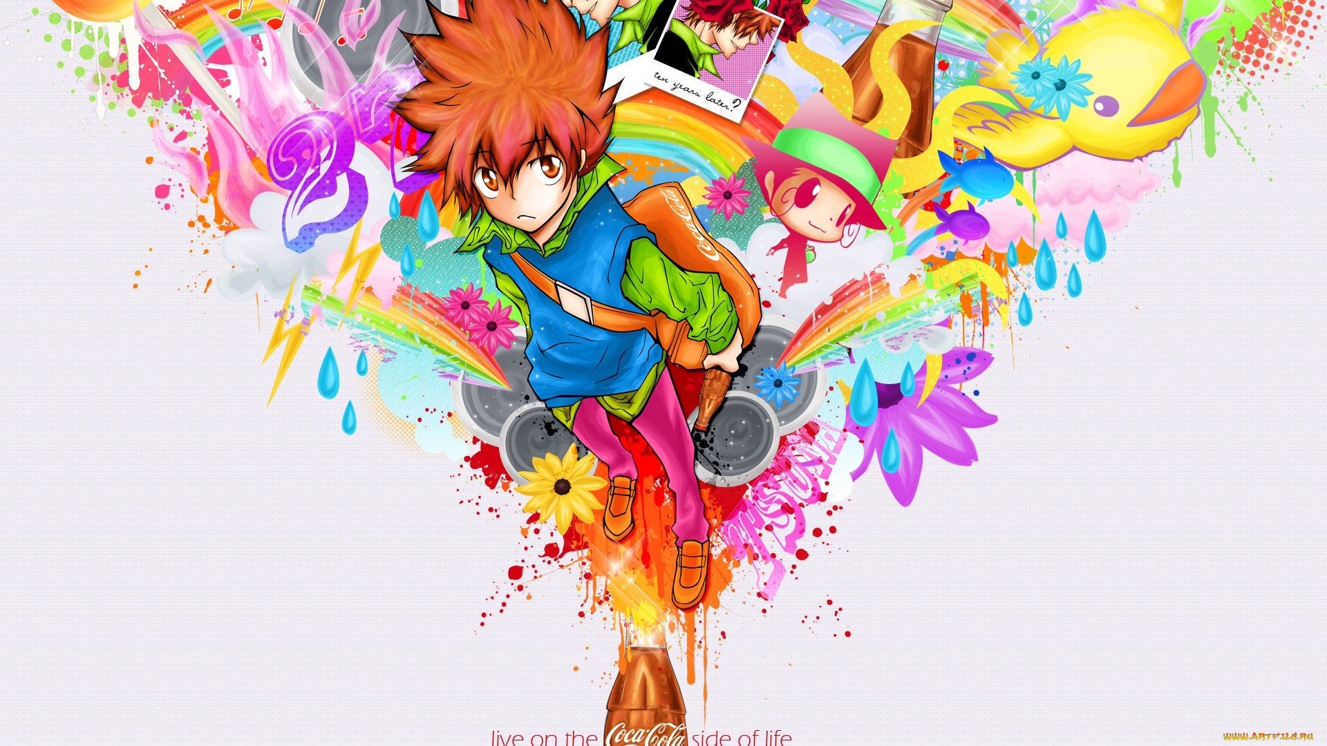 аниме, katekyo, hitman, reborn, ярко, учитель, мафиози, реборн, фото, кока-кола, цуна