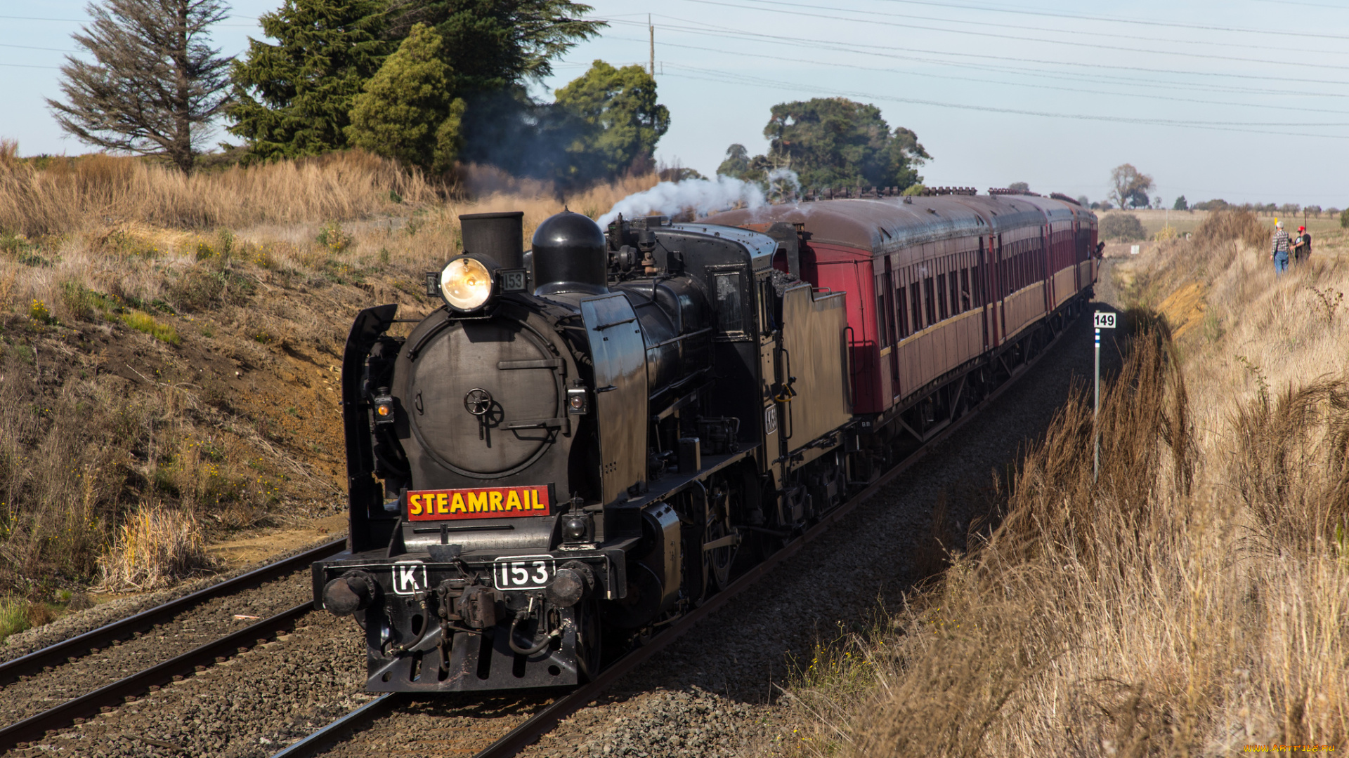 техника, паровозы, железная, дорога, рельсы, паровоз, вагоны