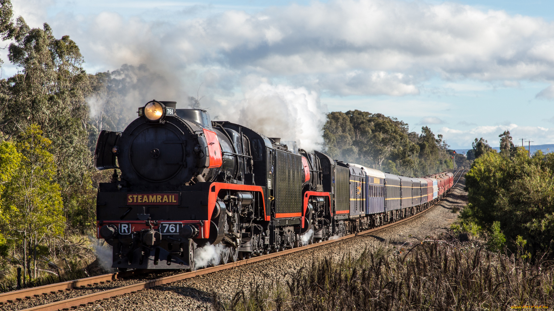 техника, паровозы, железная, дорога, рельсы, паровоз, вагоны