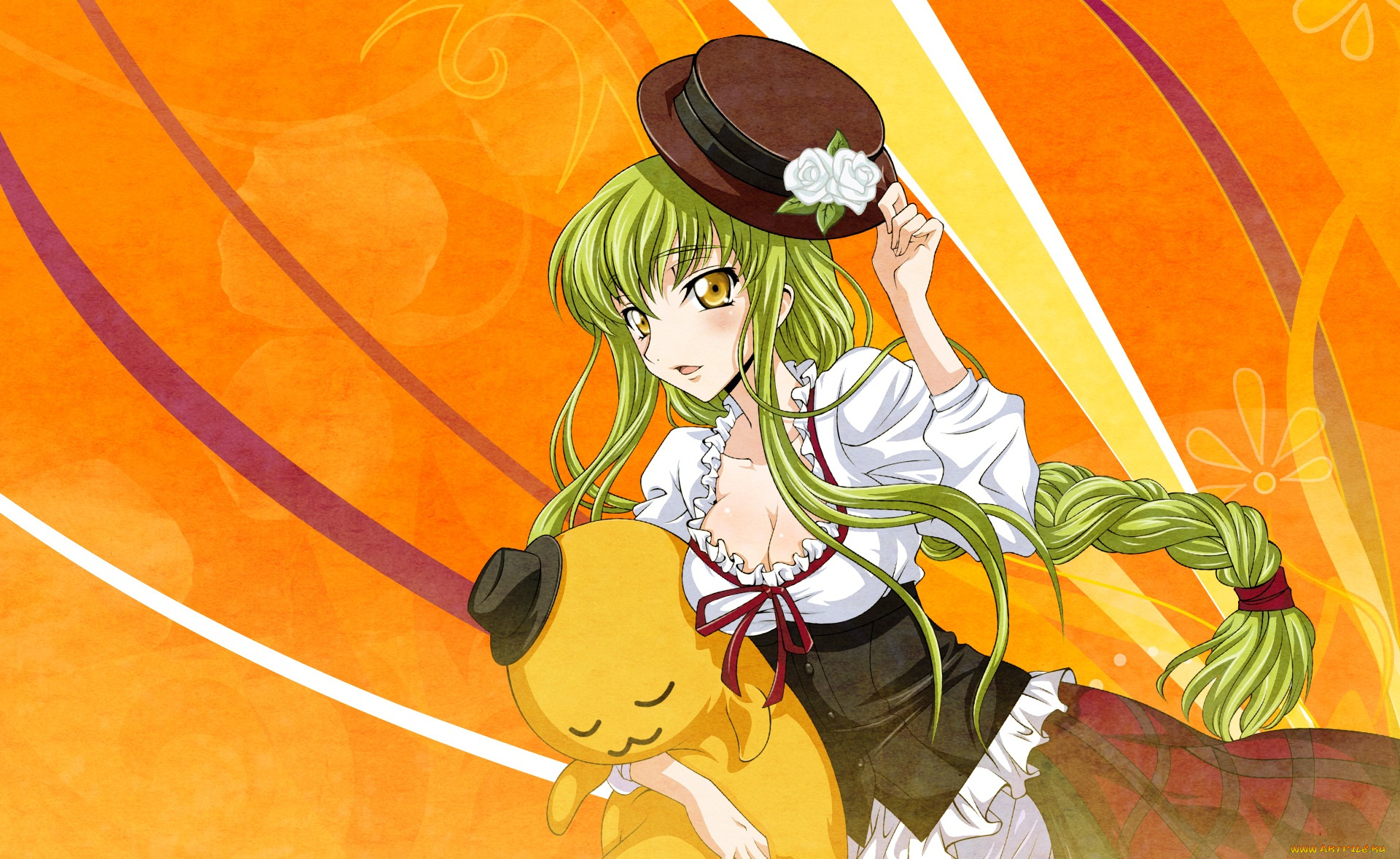 аниме, code, geass, код, гиасс, девушка, взгляд, зелёные, волосы