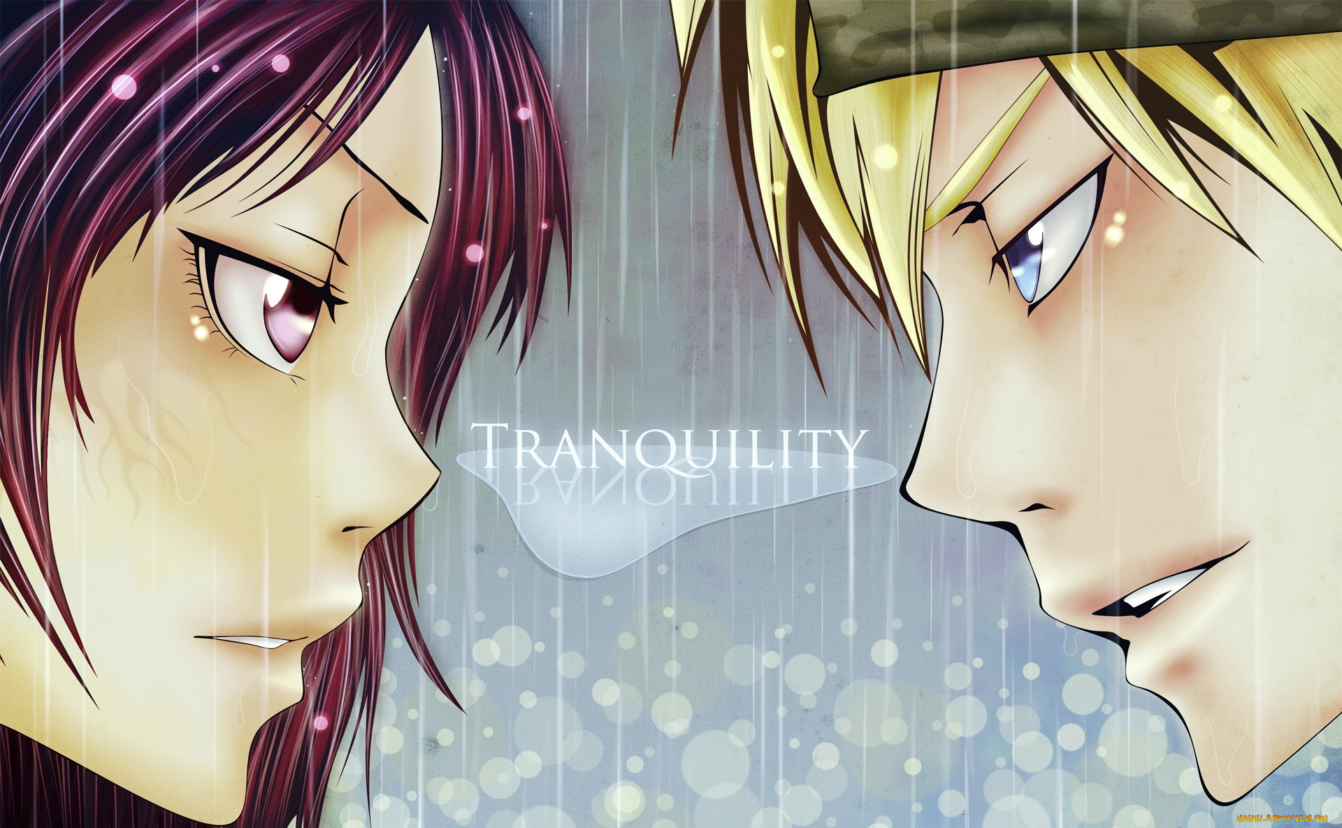 аниме, katekyo, hitman, reborn, дождь, взгляд, парень, аркоболено, блондин, девушка, учитель, мафиози, реборн