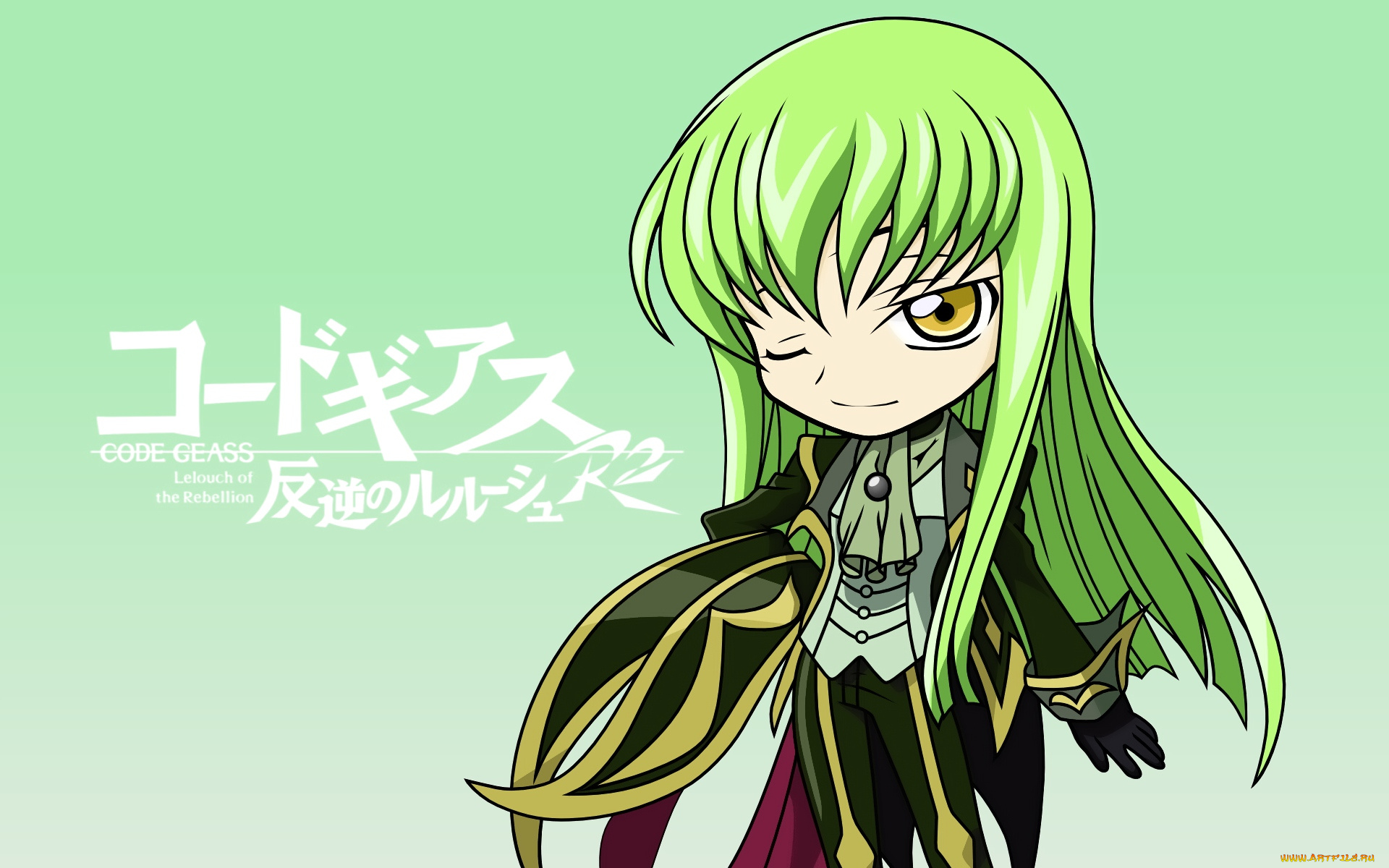 аниме, code, geass, код, гиасс, чиби, девушка, зелёные, волосы