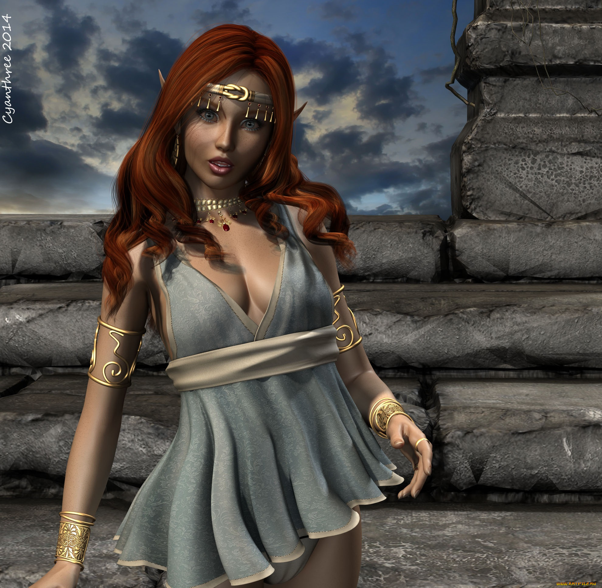 3д, графика, эльфы, , elves, эльфийка, взгляд