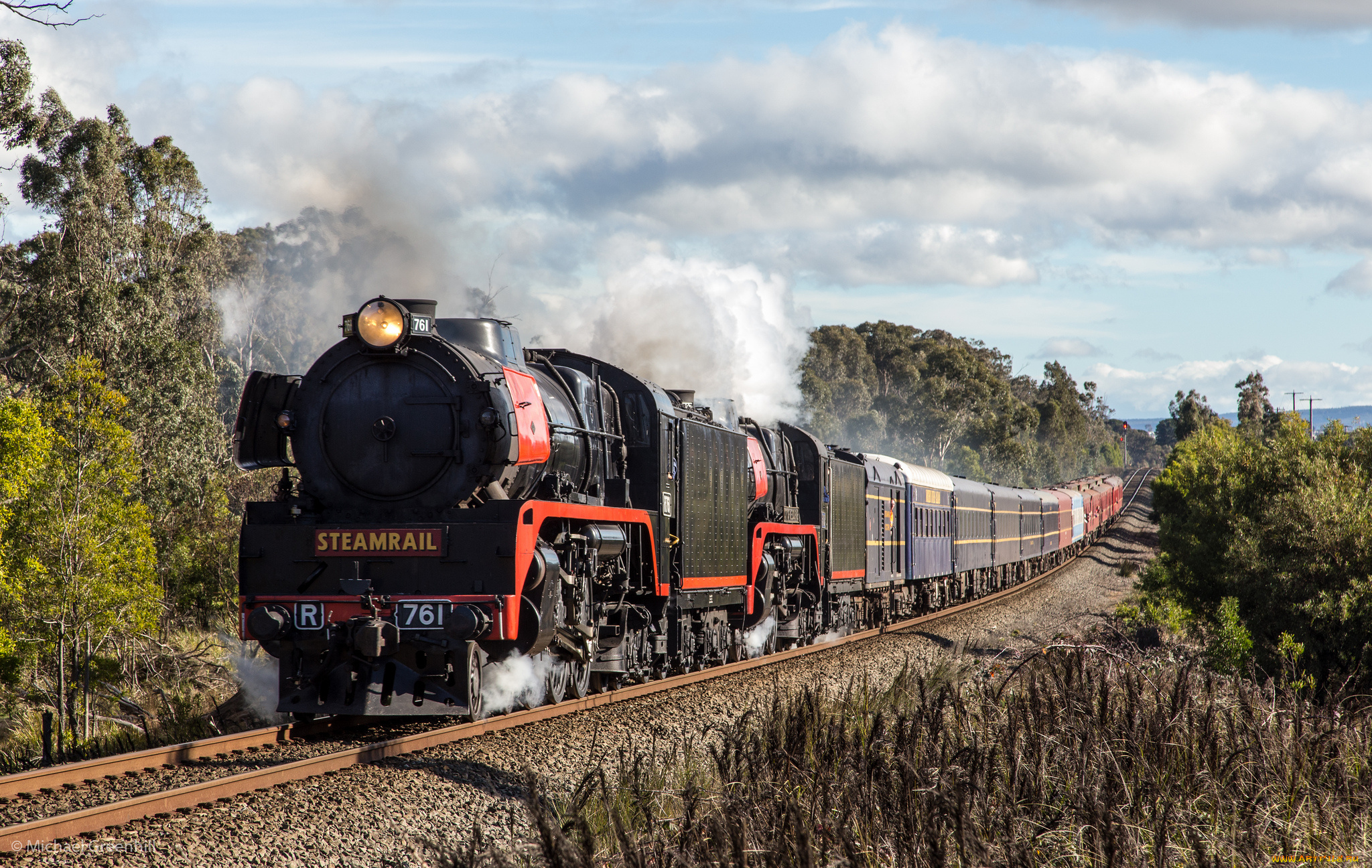 техника, паровозы, железная, дорога, рельсы, паровоз, вагоны